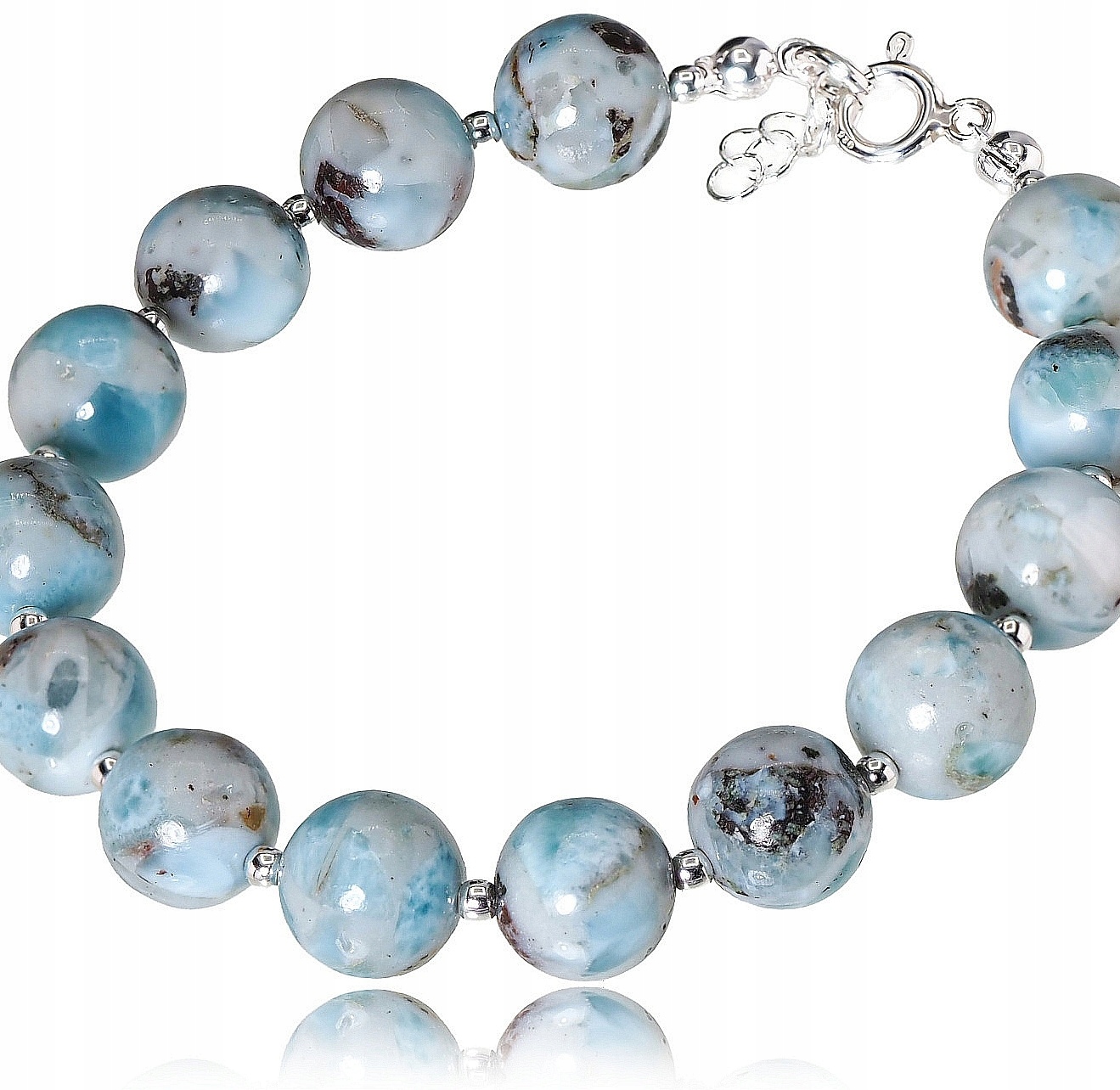 Přírodní Larimar Nádherný náramek Stříbro