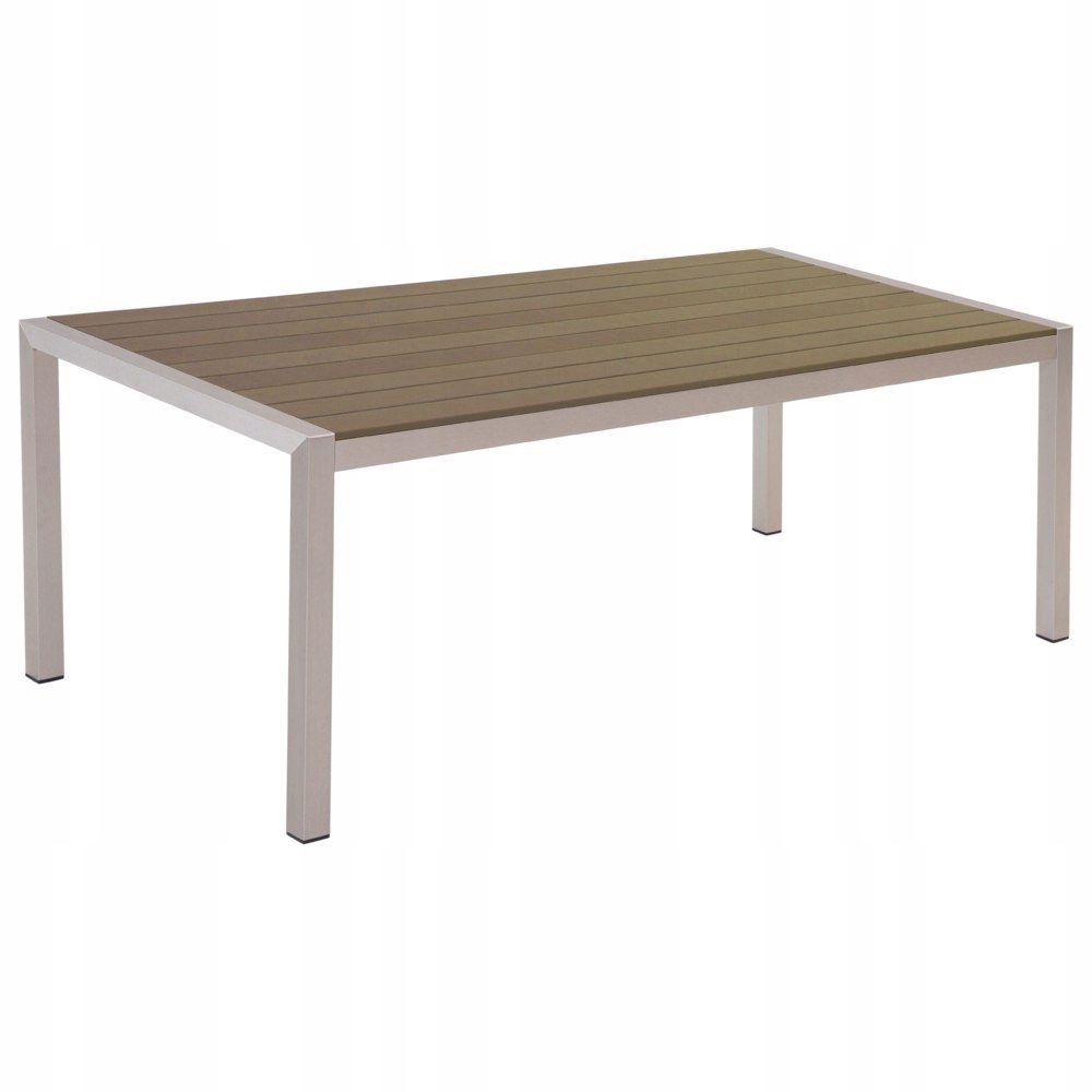 Zahradní stůl 180 x 90 cm světlé dřevo se stříbrnou barvou Vernio