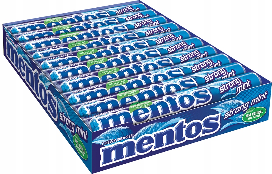 Levně 20 x 37,5 g Mentos Strongmint bonbóny Karton