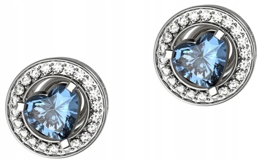 Elegantní Náušnice Guess M'ama Non M'ama Stříbrné Mince Modré Křišťál