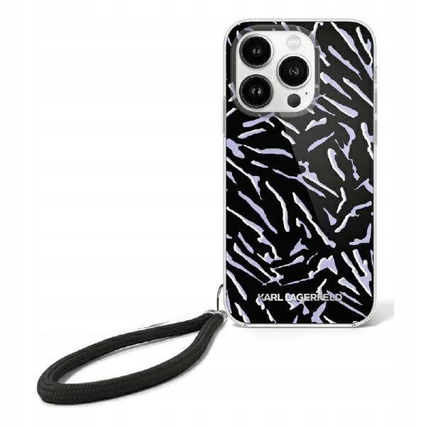 Pouzdro Karl Lagerfeld Zebra s kabelem pro iPhone 16 Plus fialové