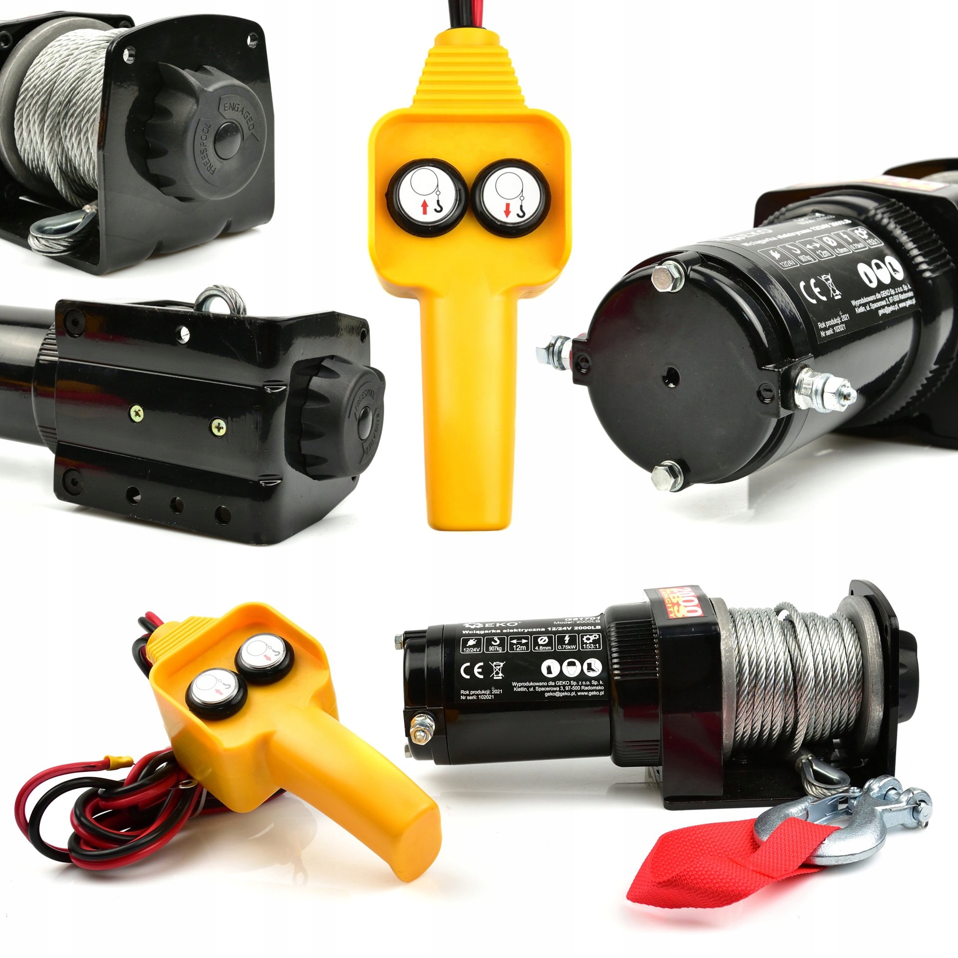 WYCIĄGARKA WCIĄGARKA AKUMULATOROWA do Quada PŁUGA 12V 2000LBS 907kg + PILOT Model G81701