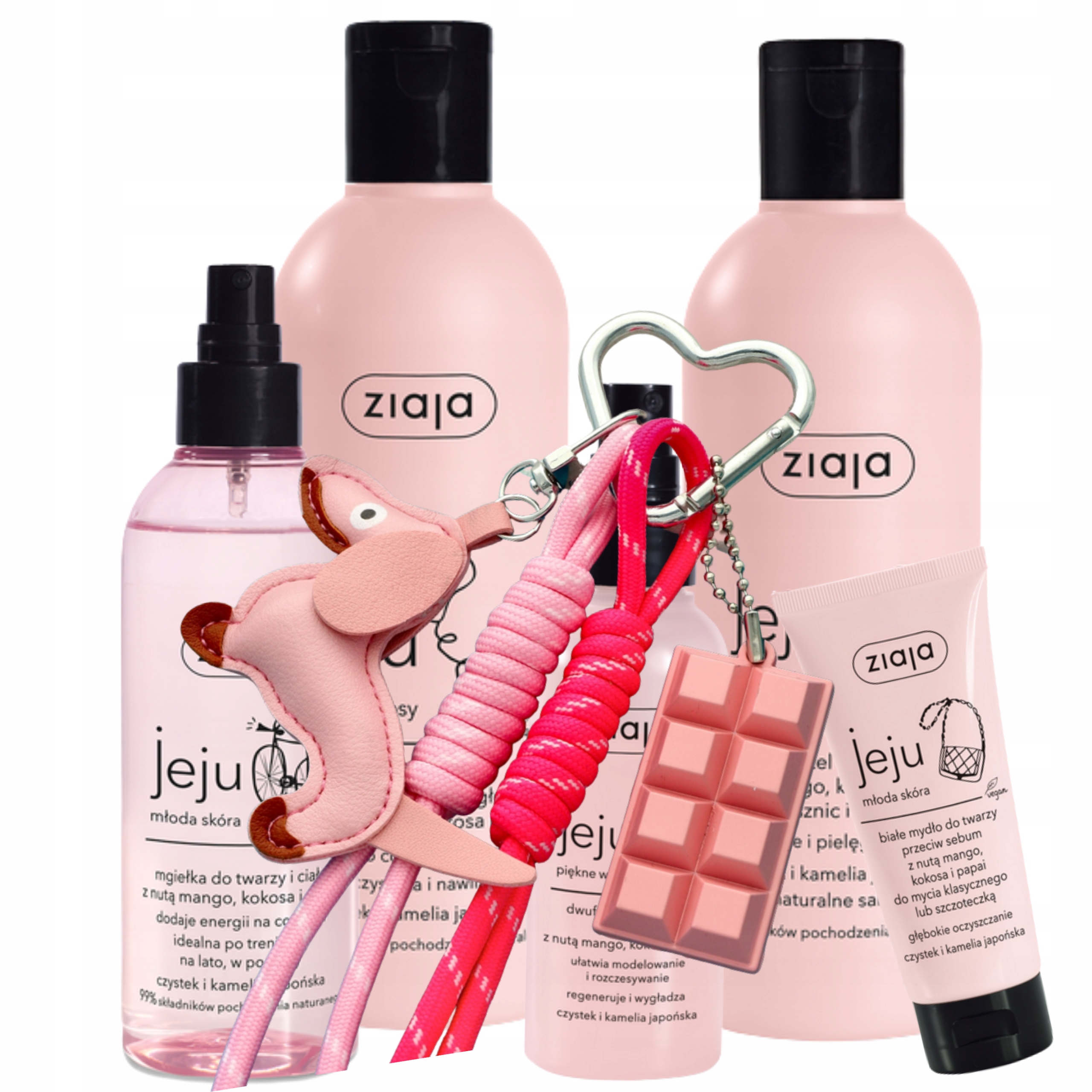 dla nastolatki Ziaja Jeju Zestaw kosmetyków +brelok piesek 12+ Pink