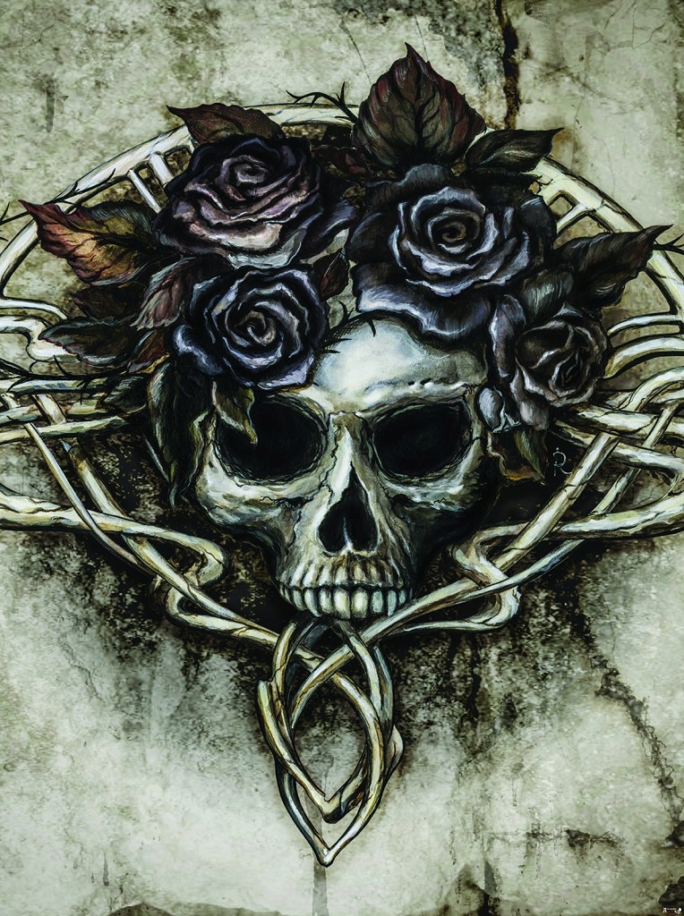 Vinylová Fototapeta 184x254 Kultura světa Lebka v růžích +lepidlo