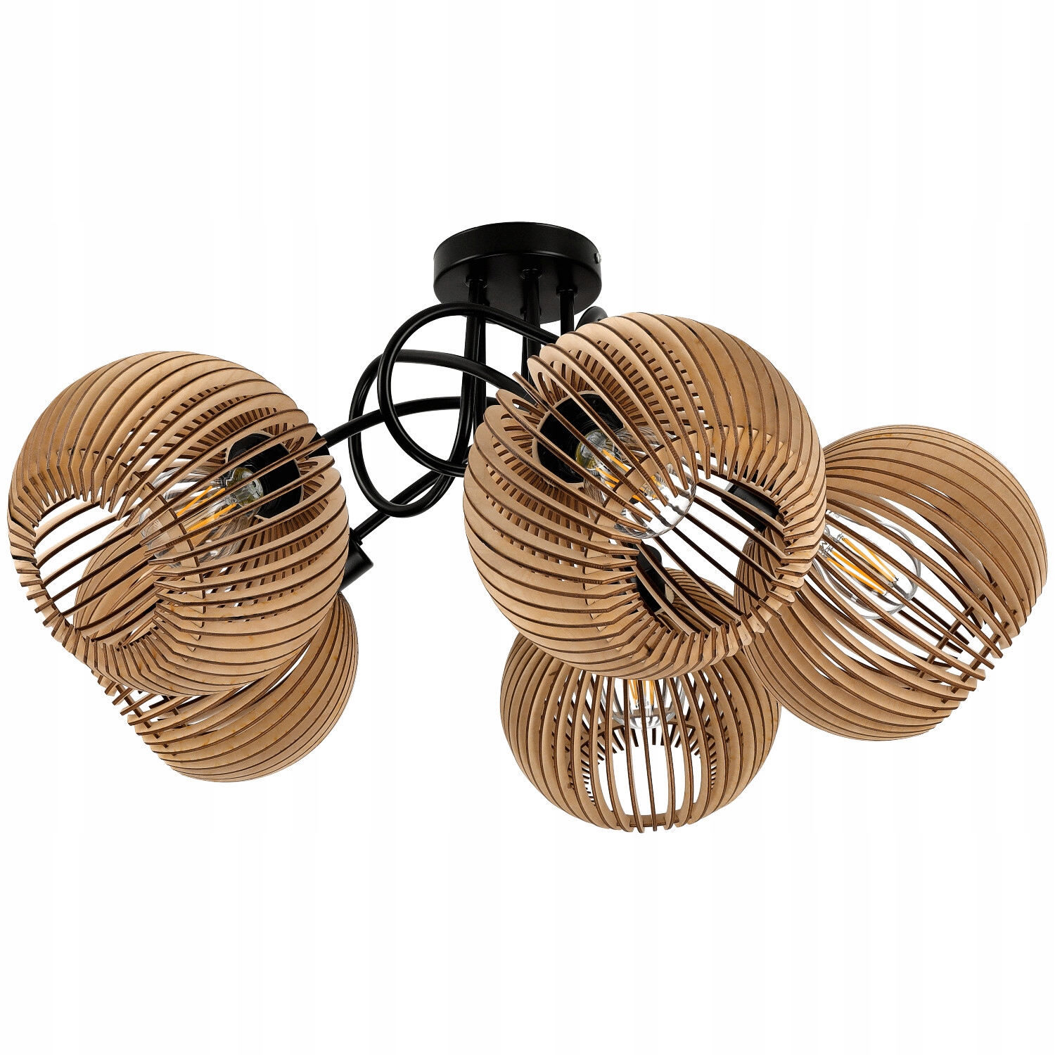 Drevená Led závesná stropná lampa 5xE27 do izby Krásna a rozložitá