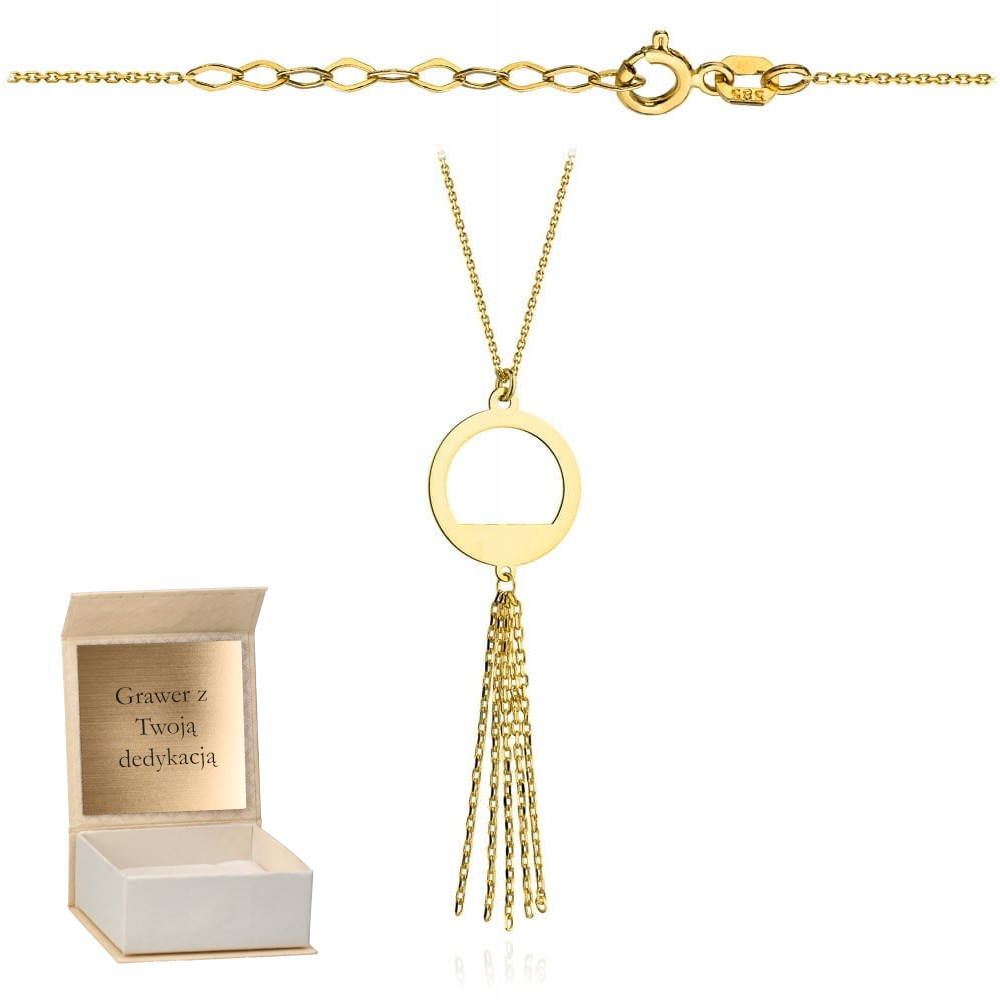 Zlatý náhrdelník Ring s řetízky zlato ryzost 585 Gravírování