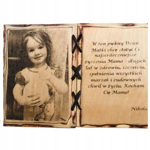 Obraz dřevěná karta dárek