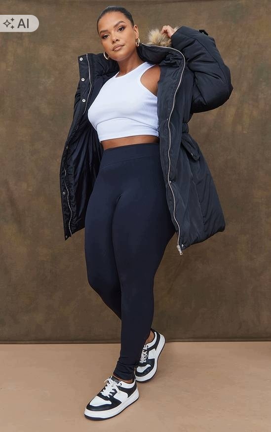 Prettylittlething Černá Prošívaná Bunda S Kapucí 42 2AA