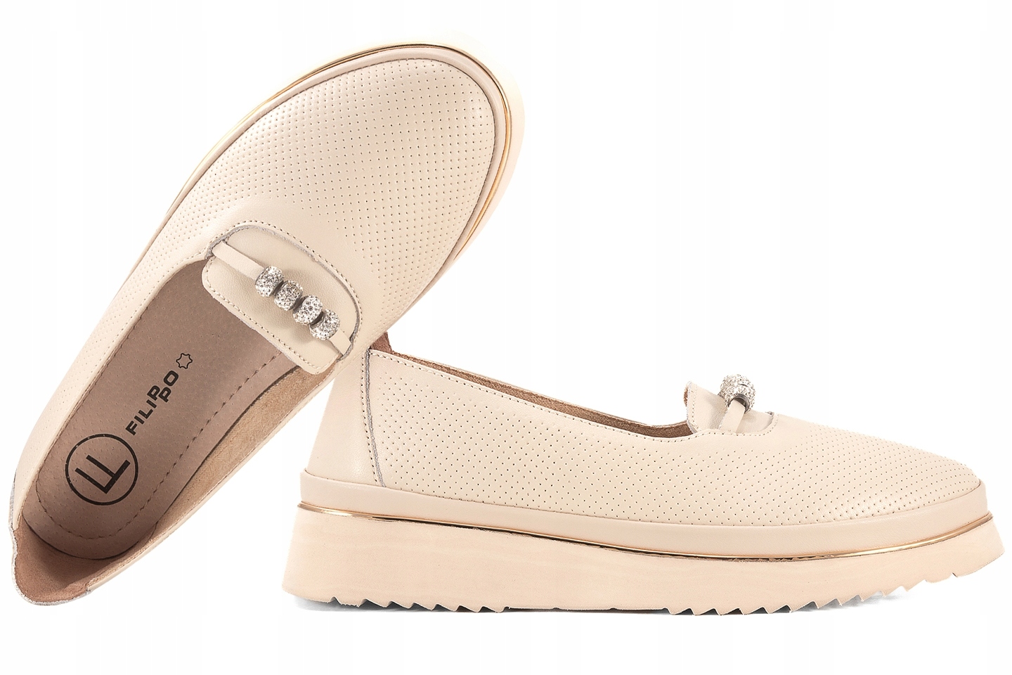 Filippo DP6999 Dámské Mokasíny Na Platformě Polobotky Kůže 38 Béžová