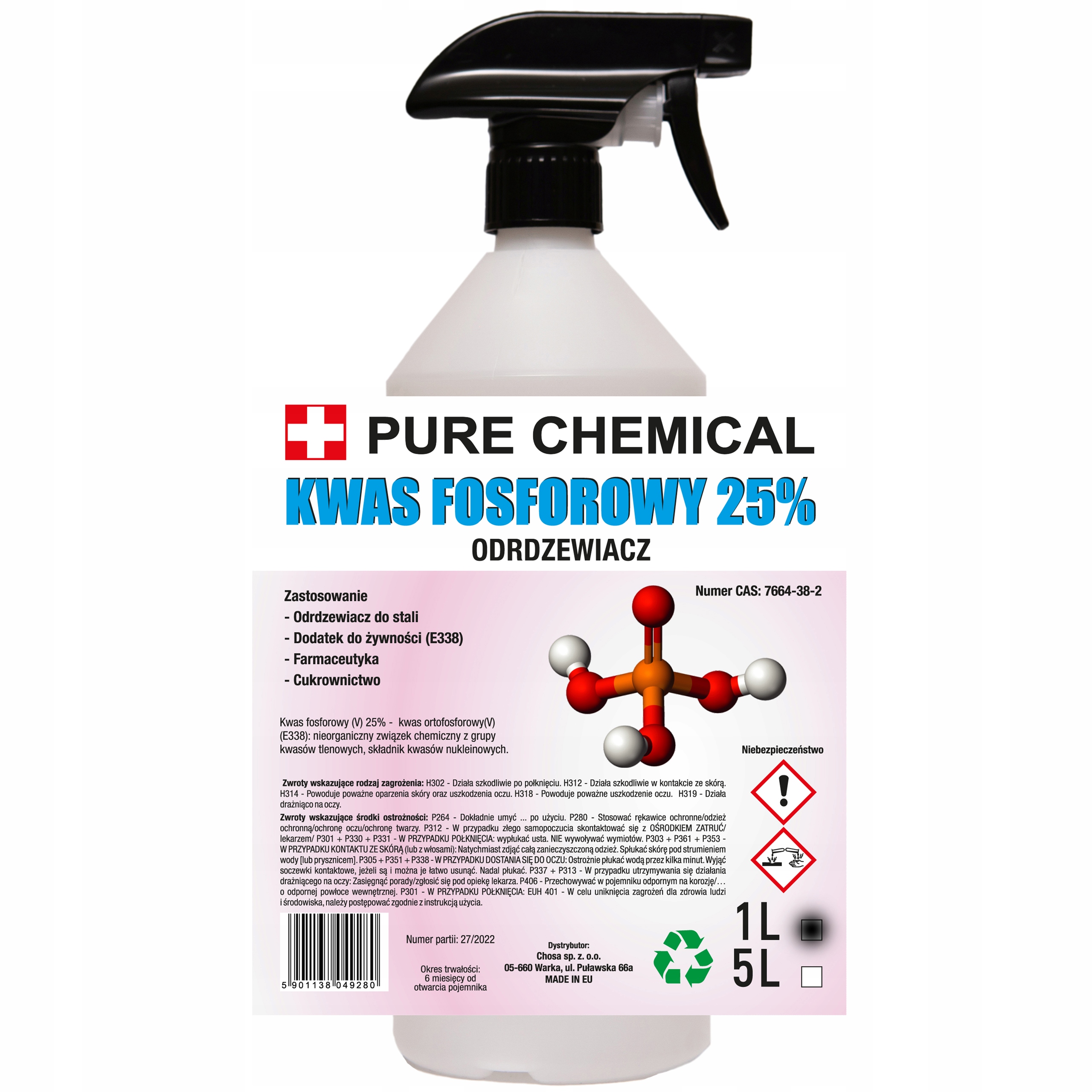 ODRDZEWIACZ DO STALII I ŻELIWA KWAS FOSFOROWY 1L
