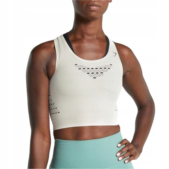 Gymshark Top Dopasowany Sportowy Beżowy S P4G