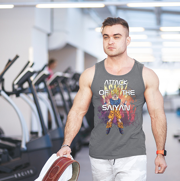 TANK TOP DRAGONBALL ATTACK OF THE SAIYAN Dekolt okrągły