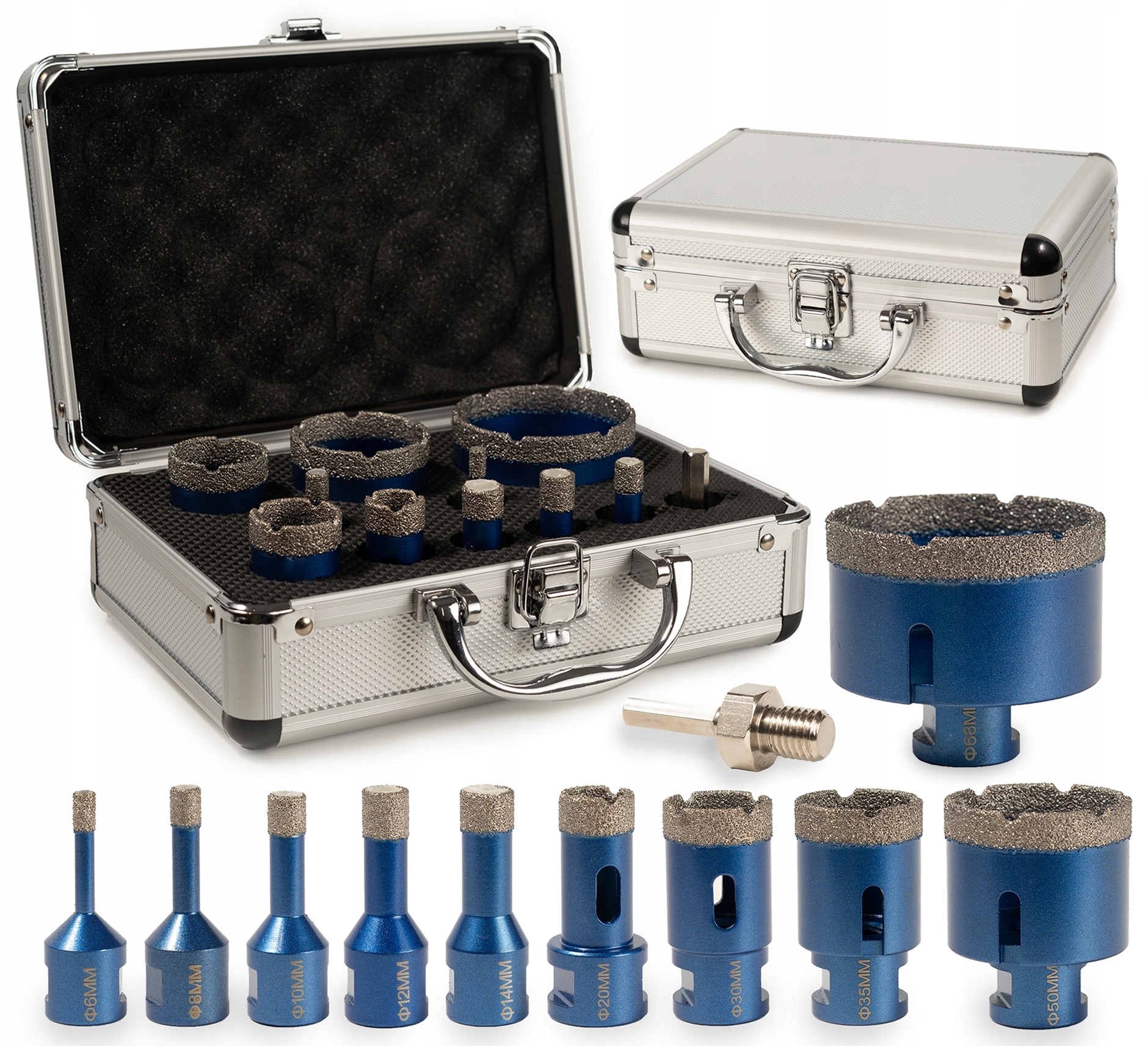 Otwornica Zestaw 6-68mm Wiertła Diamentowe Koronki Do Gresu Płytek Walizka