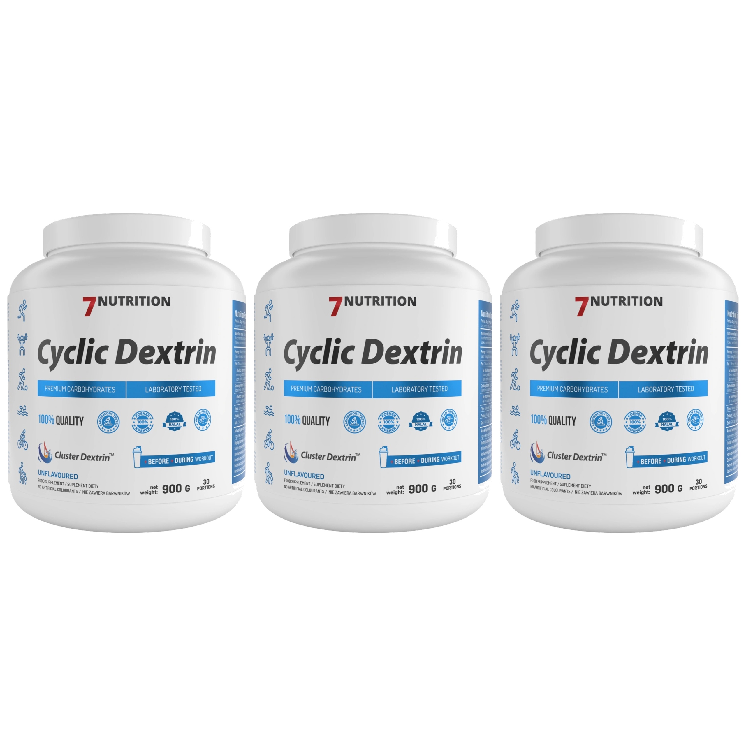 3x Sacharidy 7 Nutrition Cyclic Dextrine 900g Energie Carbo Příchuť Naturaln