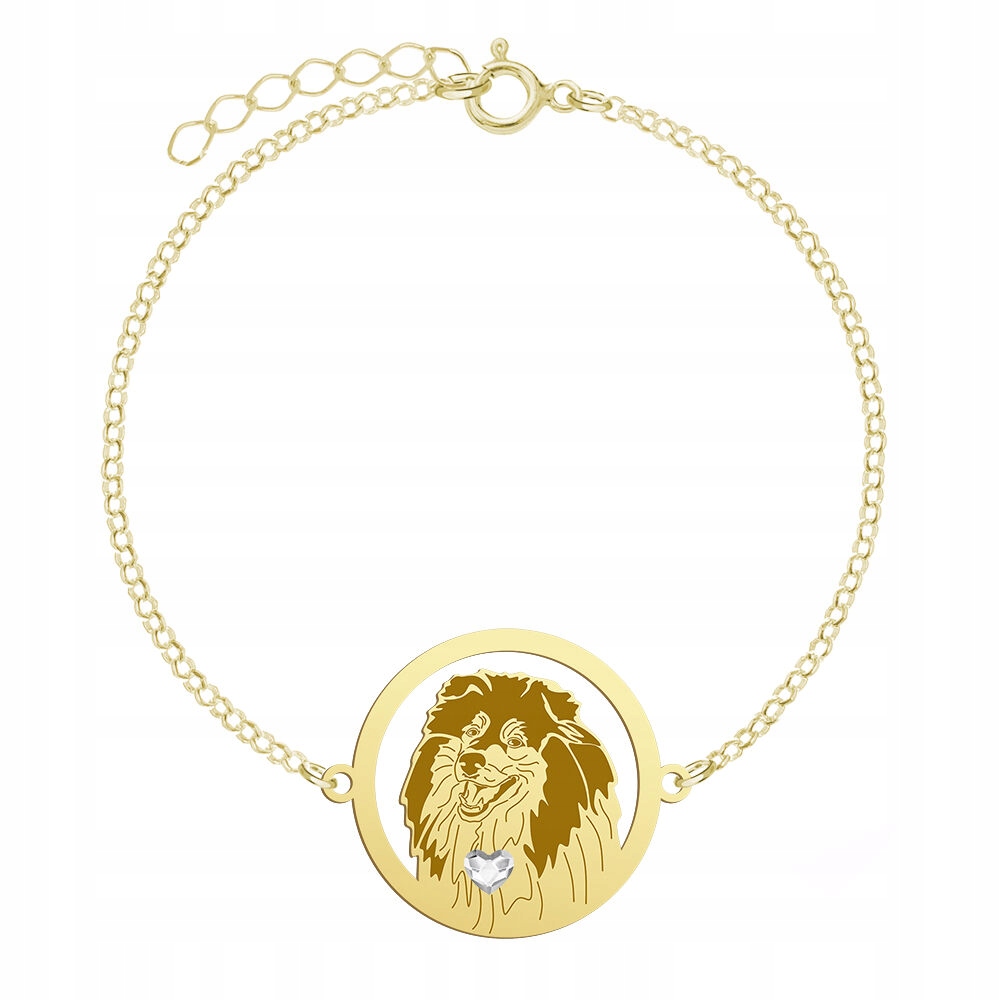 Zlatý náramek se psem Skotský ovčák dlouhosrstý 925 Šperky Gravírování