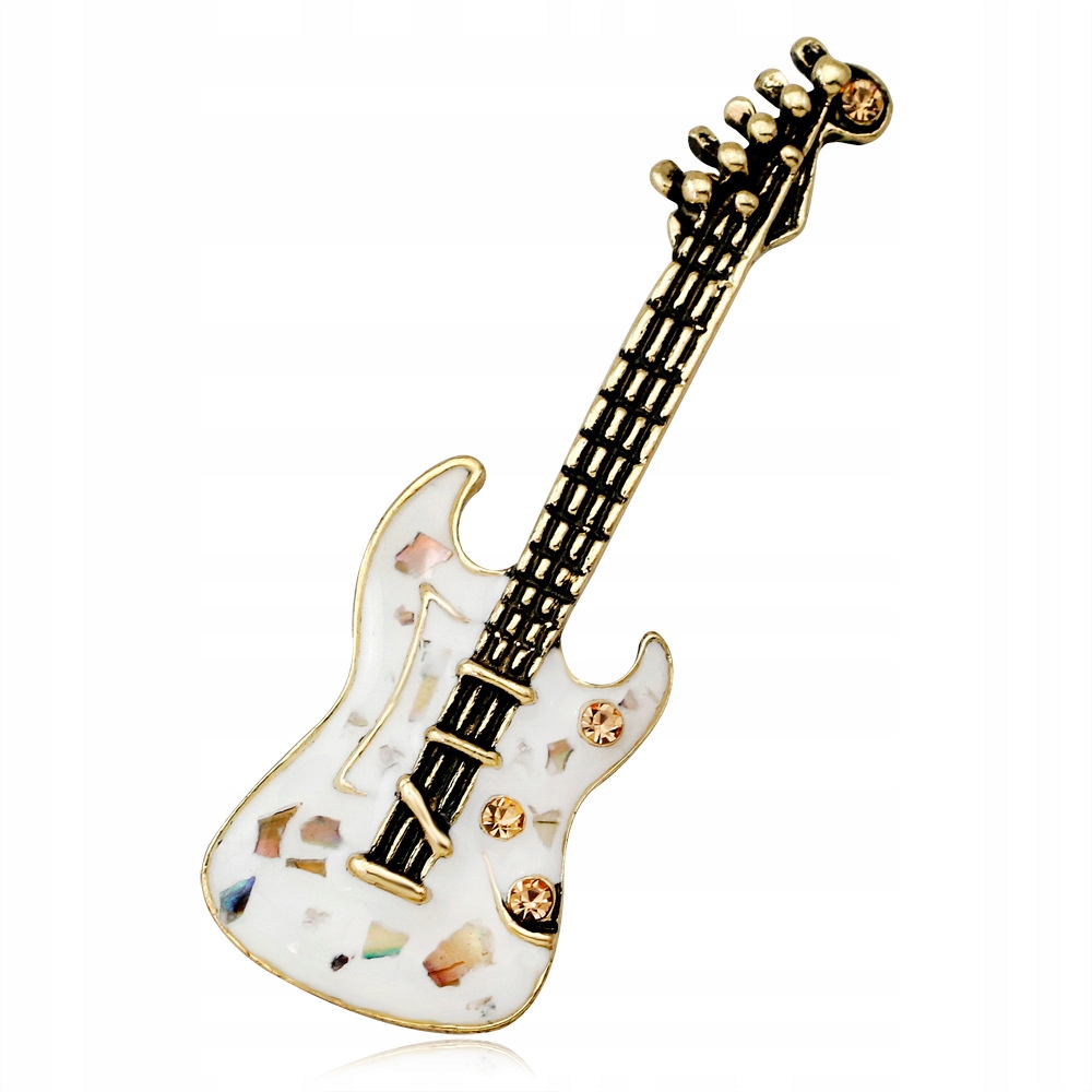 

Pinets Broszka Gitara elektryczna Biała ozdoba