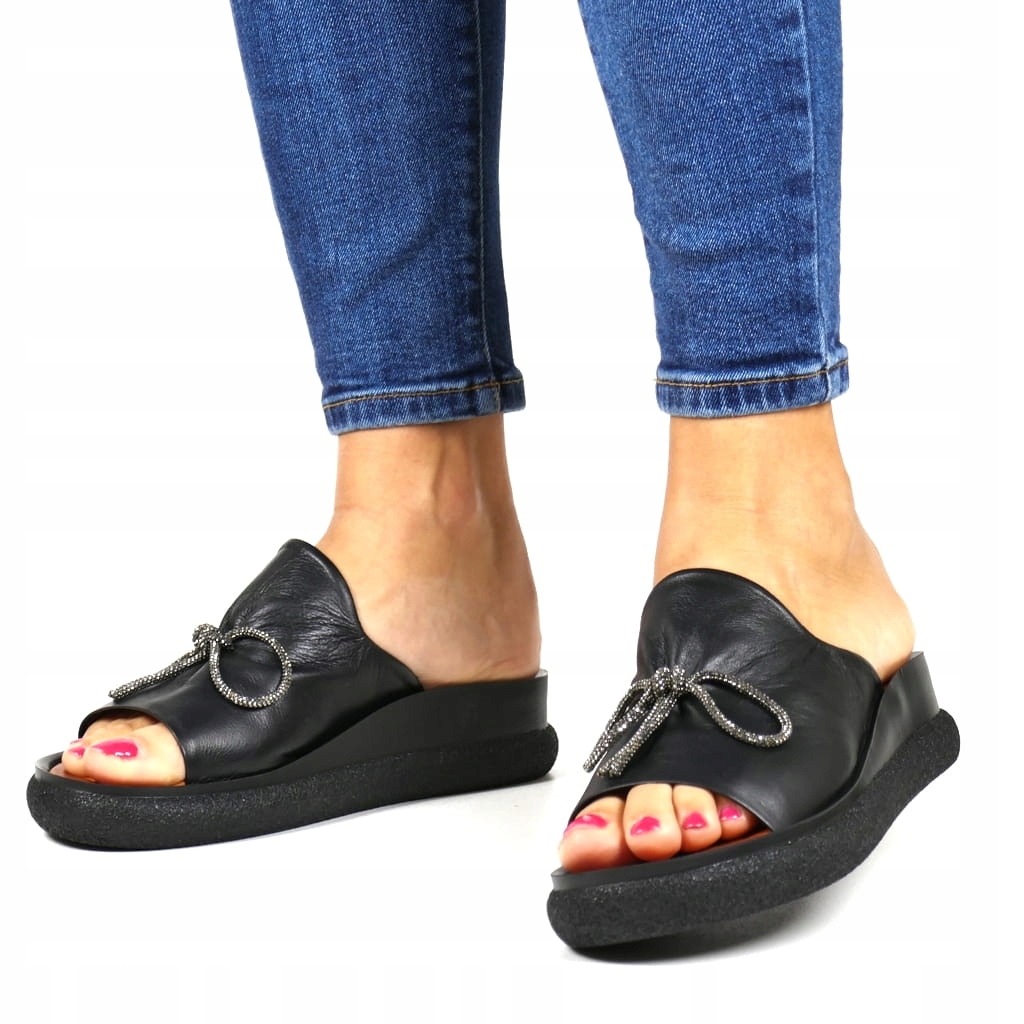 Černé Nazouváky S Platformou A Mašličkou, Pohodlné, Velikost 39