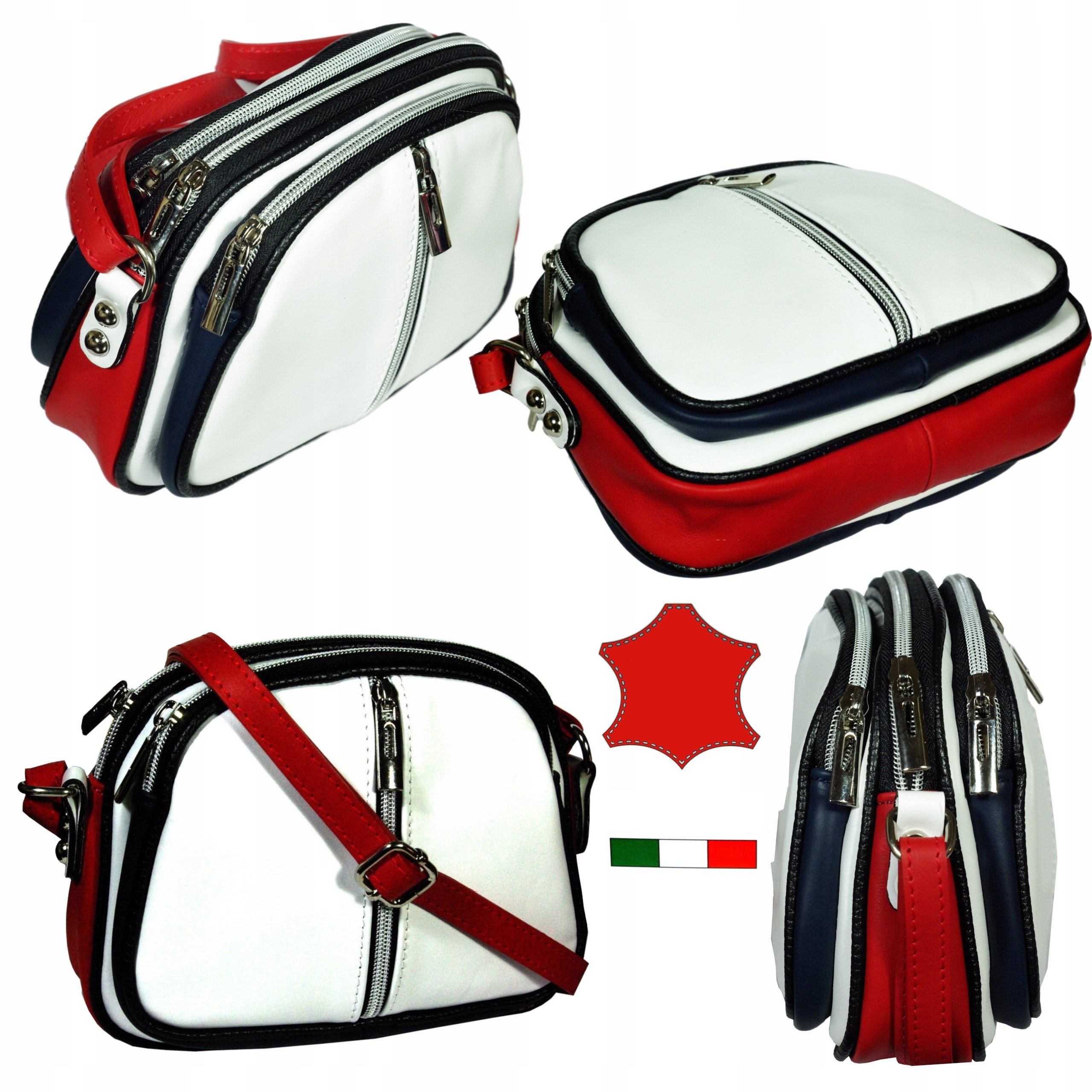 Dámská kožená kabelka malá italská měkká kůže 3 komory kabelka přes rameno