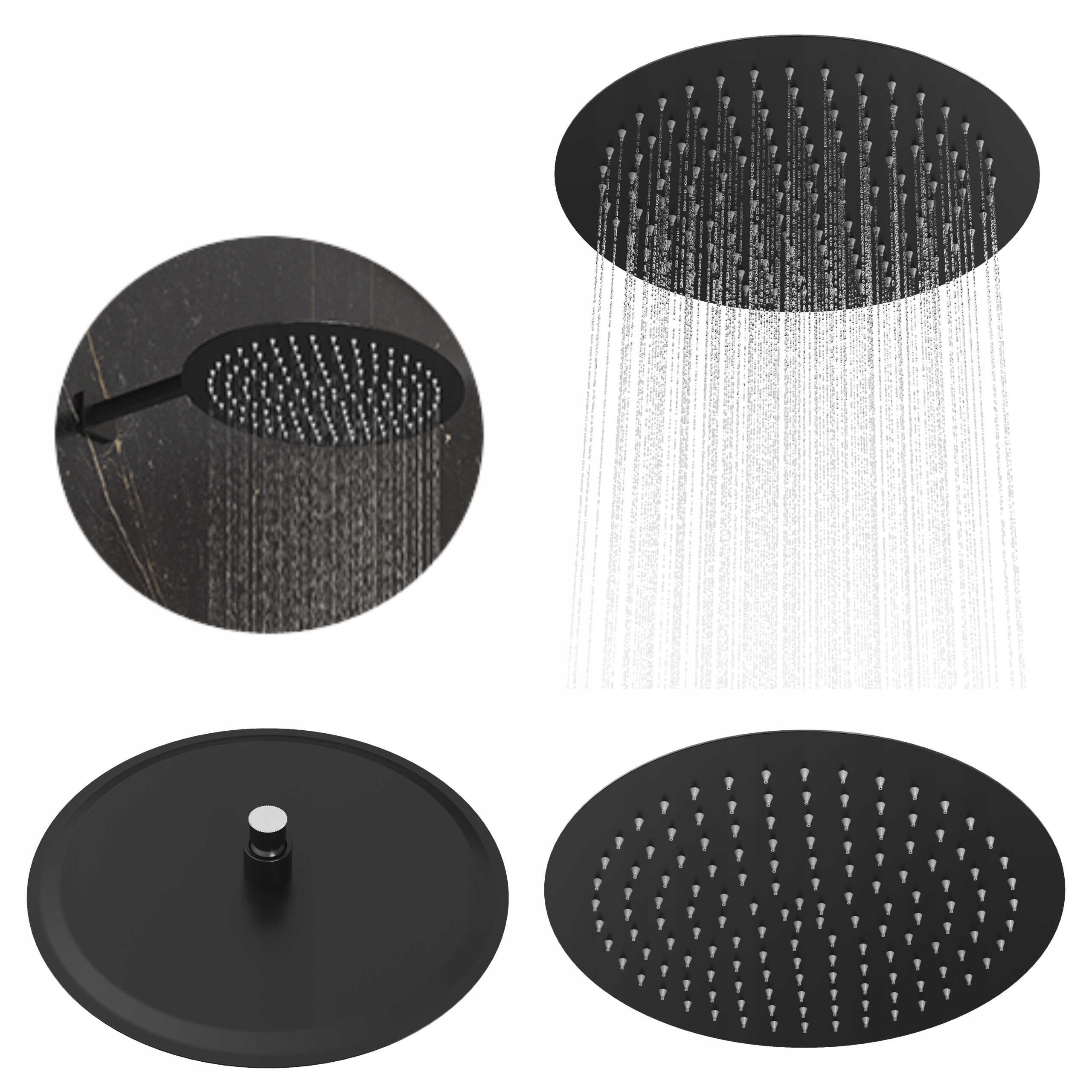Sprchová sprchová vanička kulatá černá Slim do kabiny 30 cm