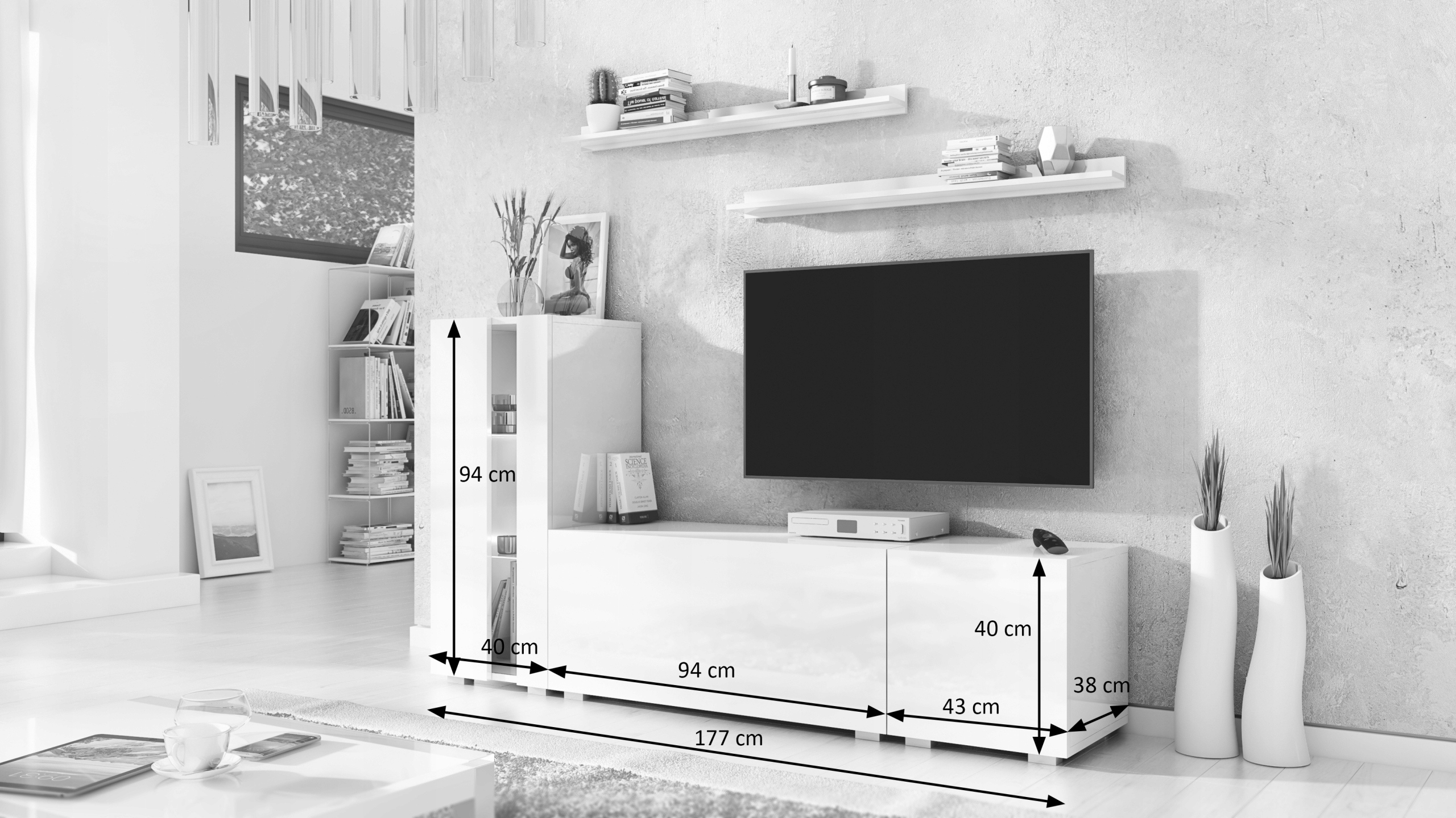 Nowoczesna Meblościanka RTV Czarny FMB40 O-sofa Marka O-Sofa