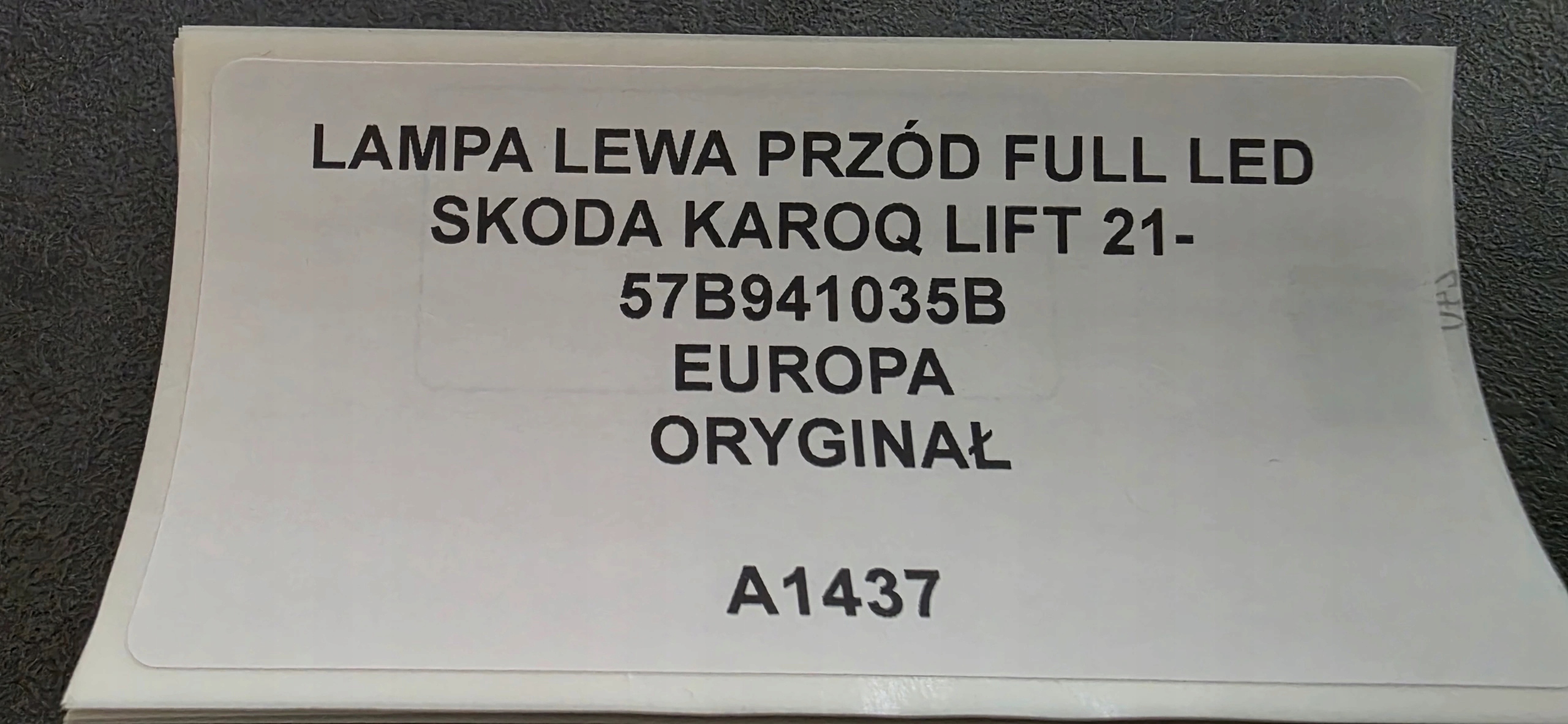 light left front FULL LED SKODA KAROQ LIFT 21- original EUROPA 57B941035B