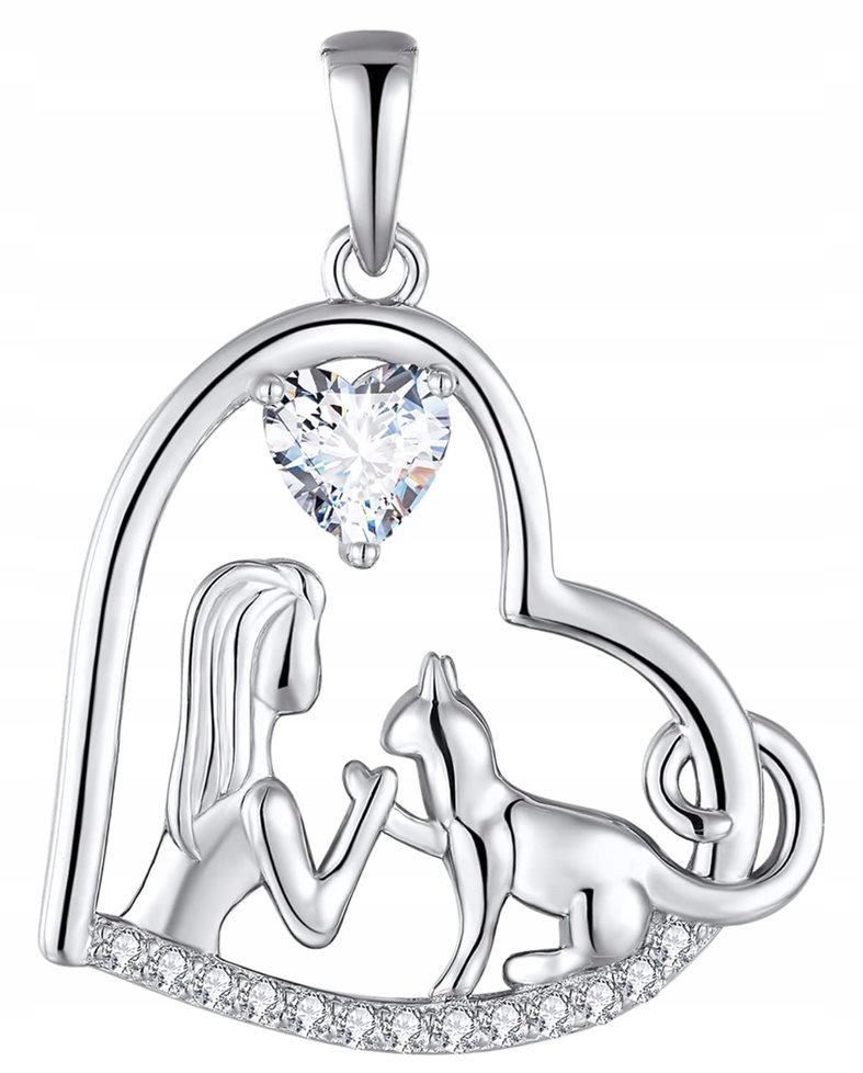 Stříbrný přívěsek Ag 925 Srdce s kočkou IM0260724PR