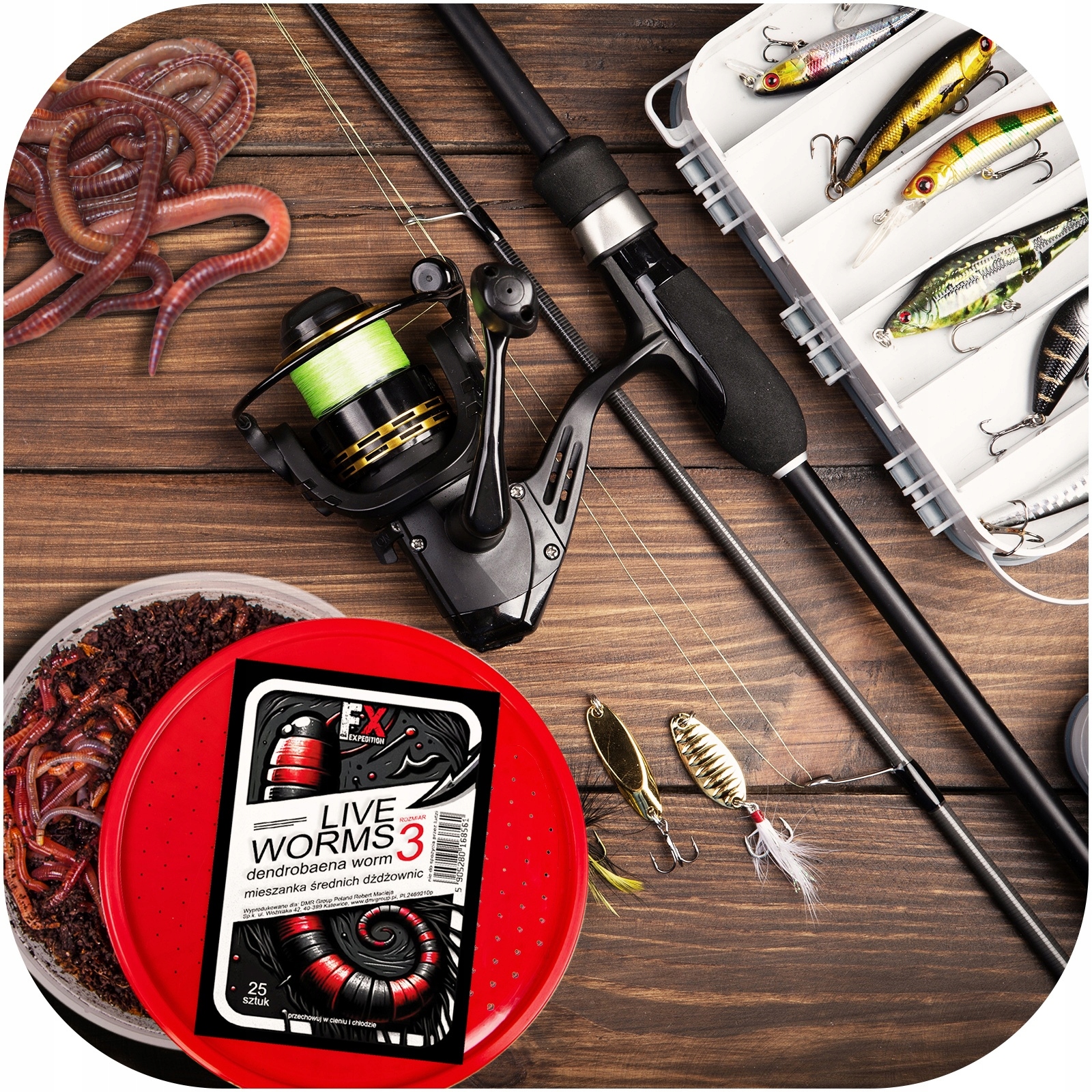 DŻDŻOWNICE DO WĘDKOWANIA ŁOWIENIA PRZYNĘTA NA RYBY ŻYWE ROBAKI ROZMIAR 3 Rodzaj robaki