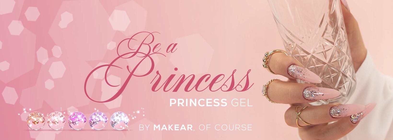 MAKEAR Princess Gel złoty róż z brokatem dużymi drobinkami ROSE GOLD 5ML Rodzaj do zdobień