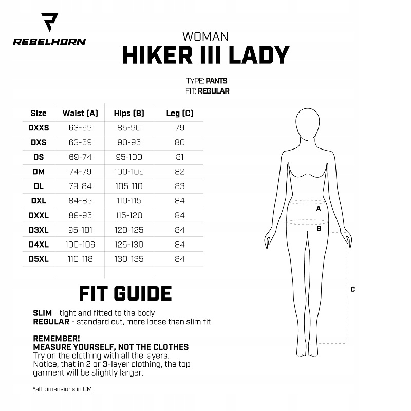 Spodnie tekstylne Rebelhorn Hiker III Lady D5XL Rozmiar 5XL