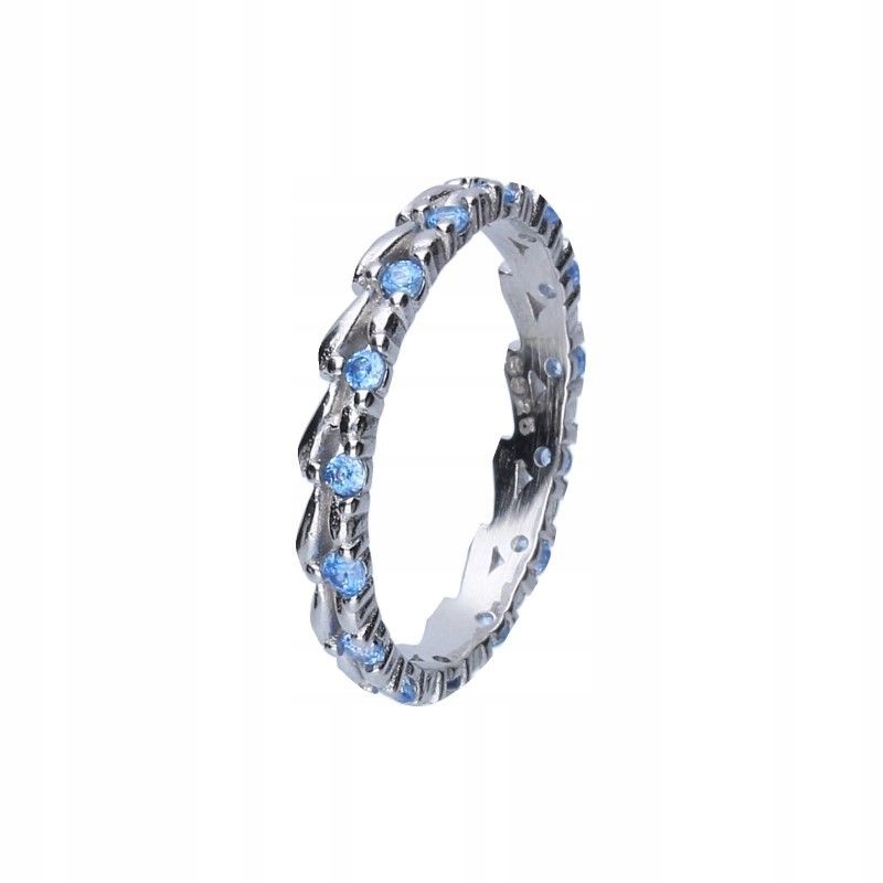 Dámský stříbrný prstýnek 925 s reliéfním vzorem Modré Zirkony r16