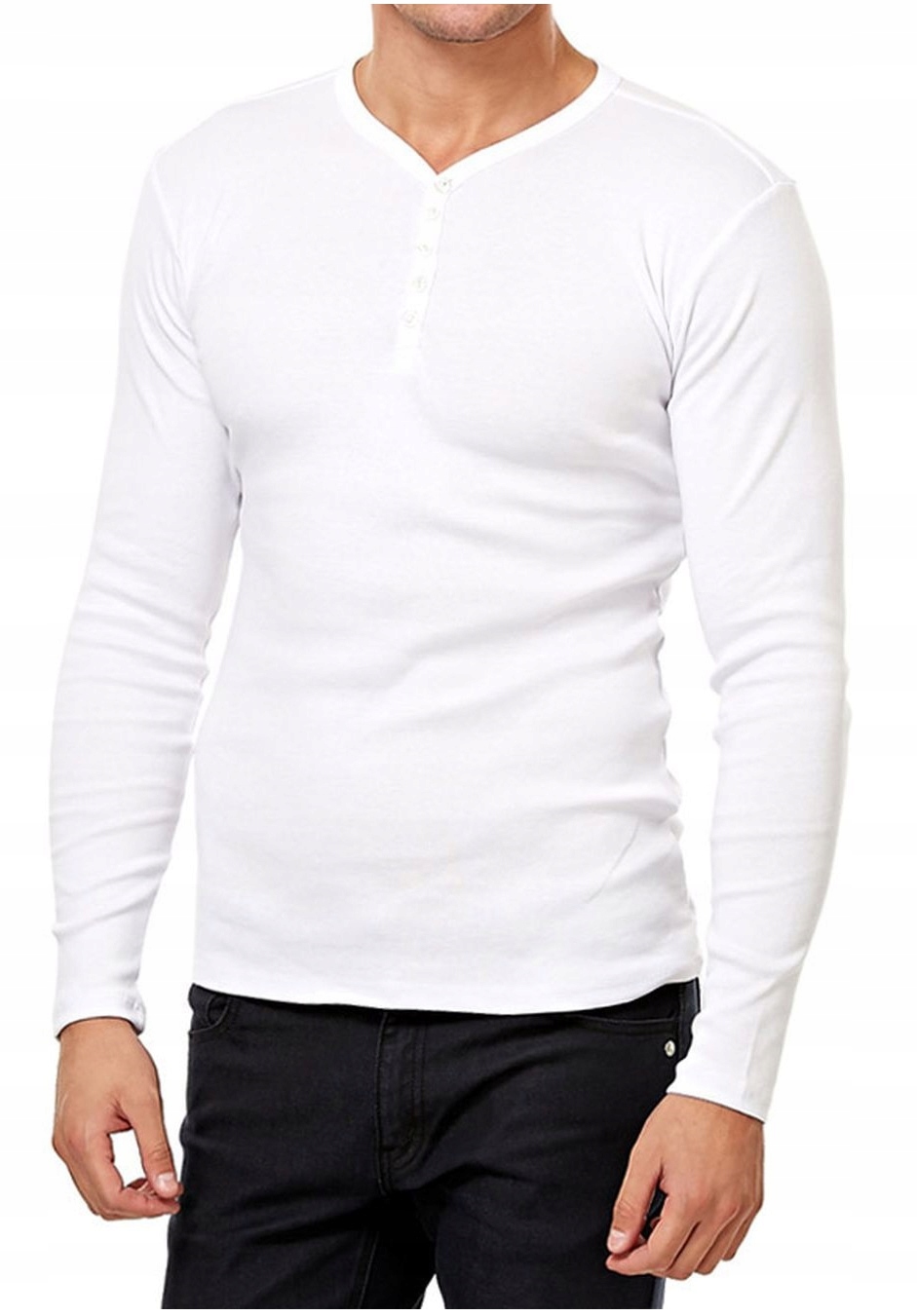 

Solid Biały Klasyczny Longsleeve Guziki Bawełna XL