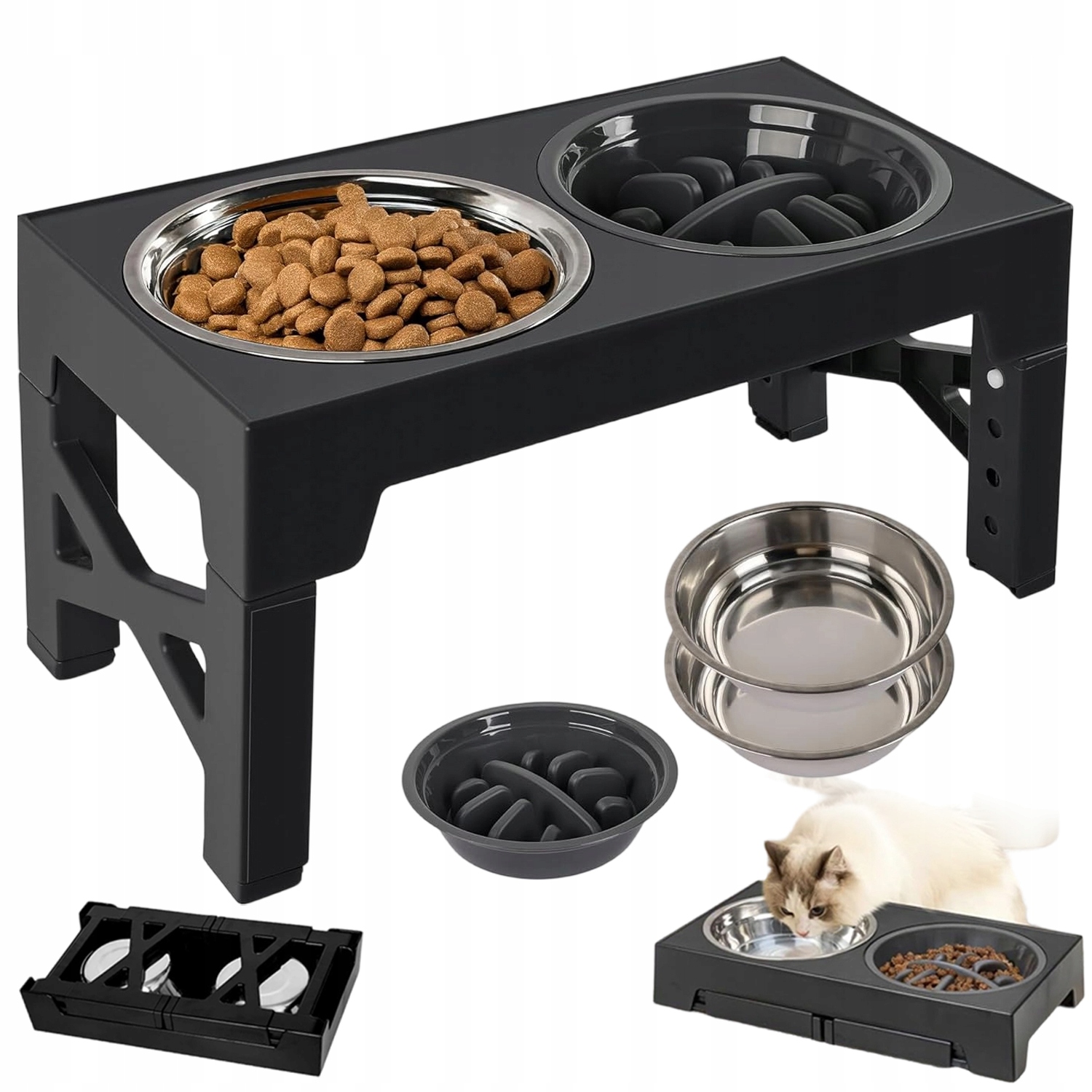 Levně Stojan Pro Krmení Psů 5 Výškových Úrovní Misky S Volným Jídlem