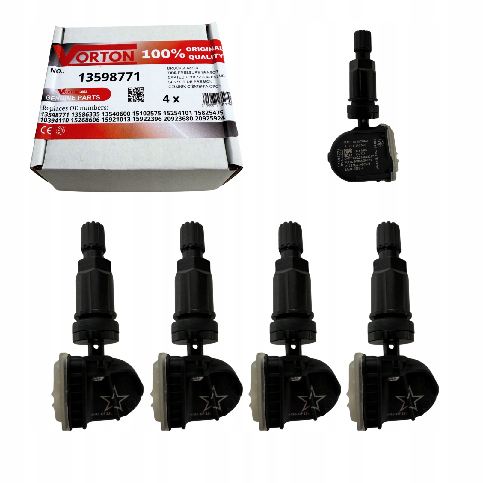4 x Snímače Tlaku Vzduchu Pre Kolesá Pneumatík Tpms Chevrolet Hummer Pontiac