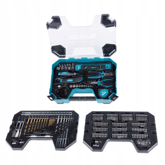 Makita E-22610 sada vrtákov, bitov a ručného náradia, 200ks, rozkladací kufor