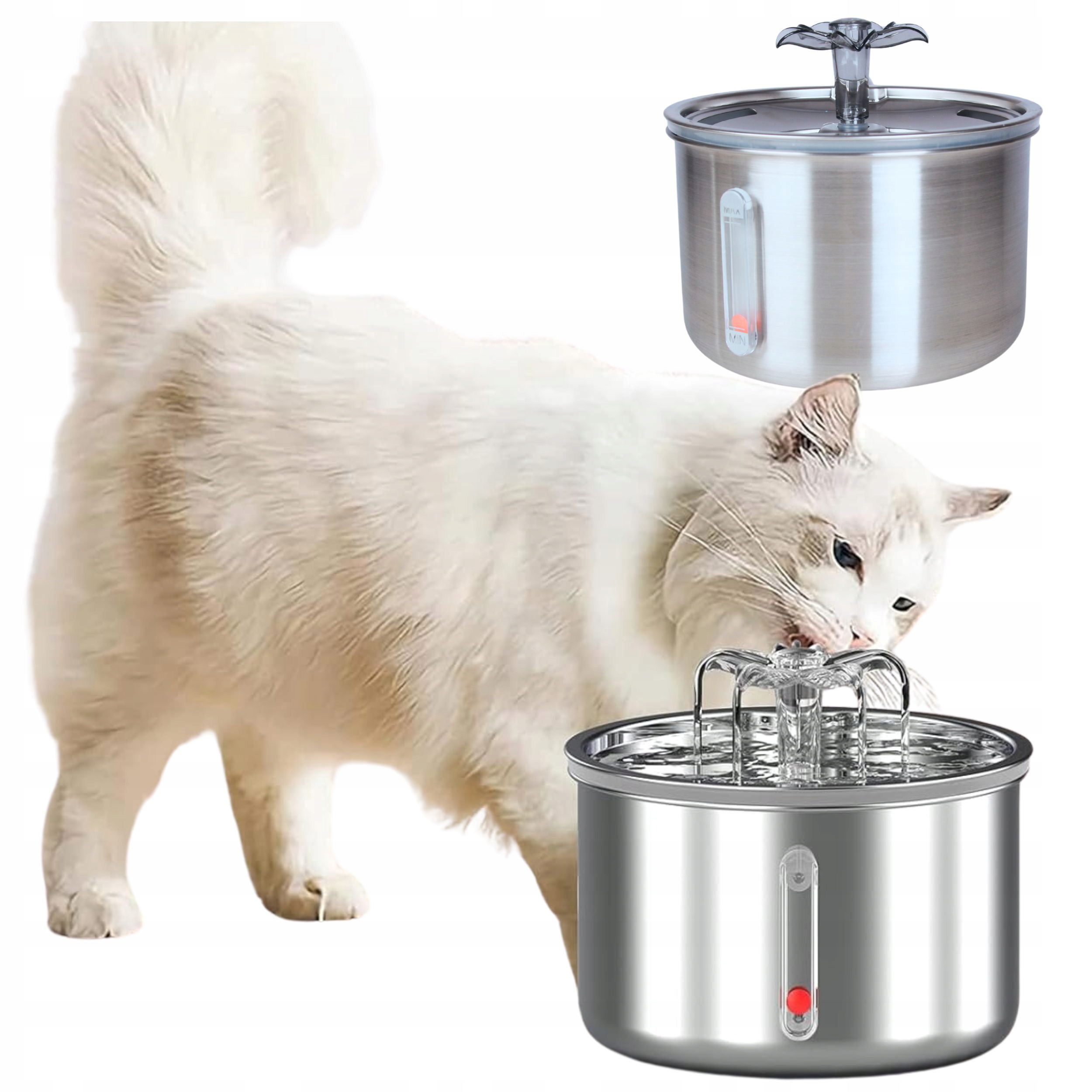 Levně Fontána na pití vody pro psy a kočky, tichá, 2000 ml, filtrační miska