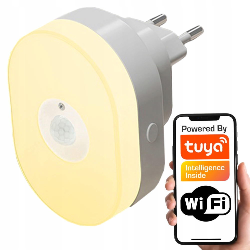 Czujnik Pir Inteligentna Lampka nocna Rgbcct do Gniazdka 230V WiFi Tuya