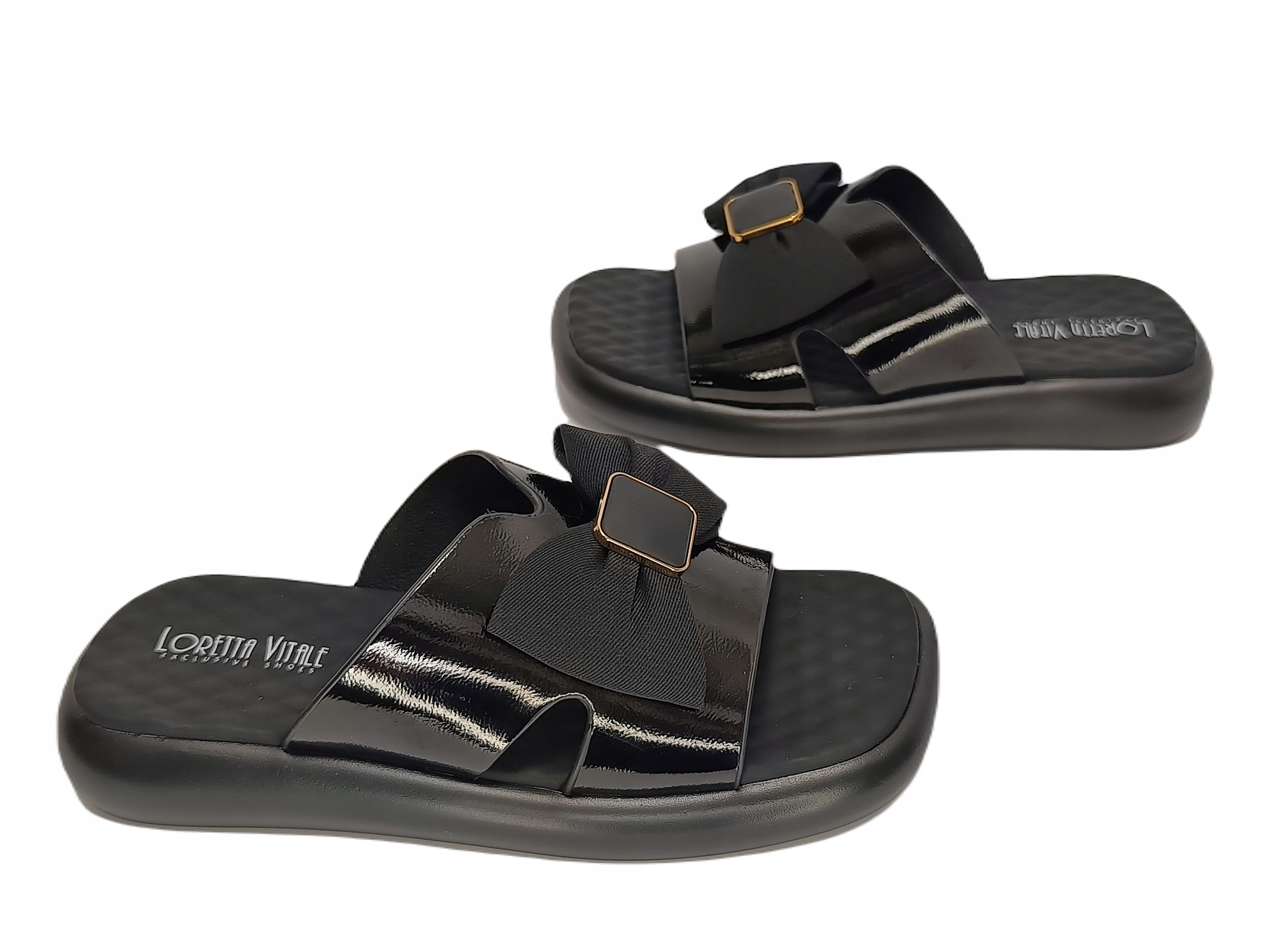 měkká kůže Nazouváky mašle lak Loretta Vitale 41101 černá r36