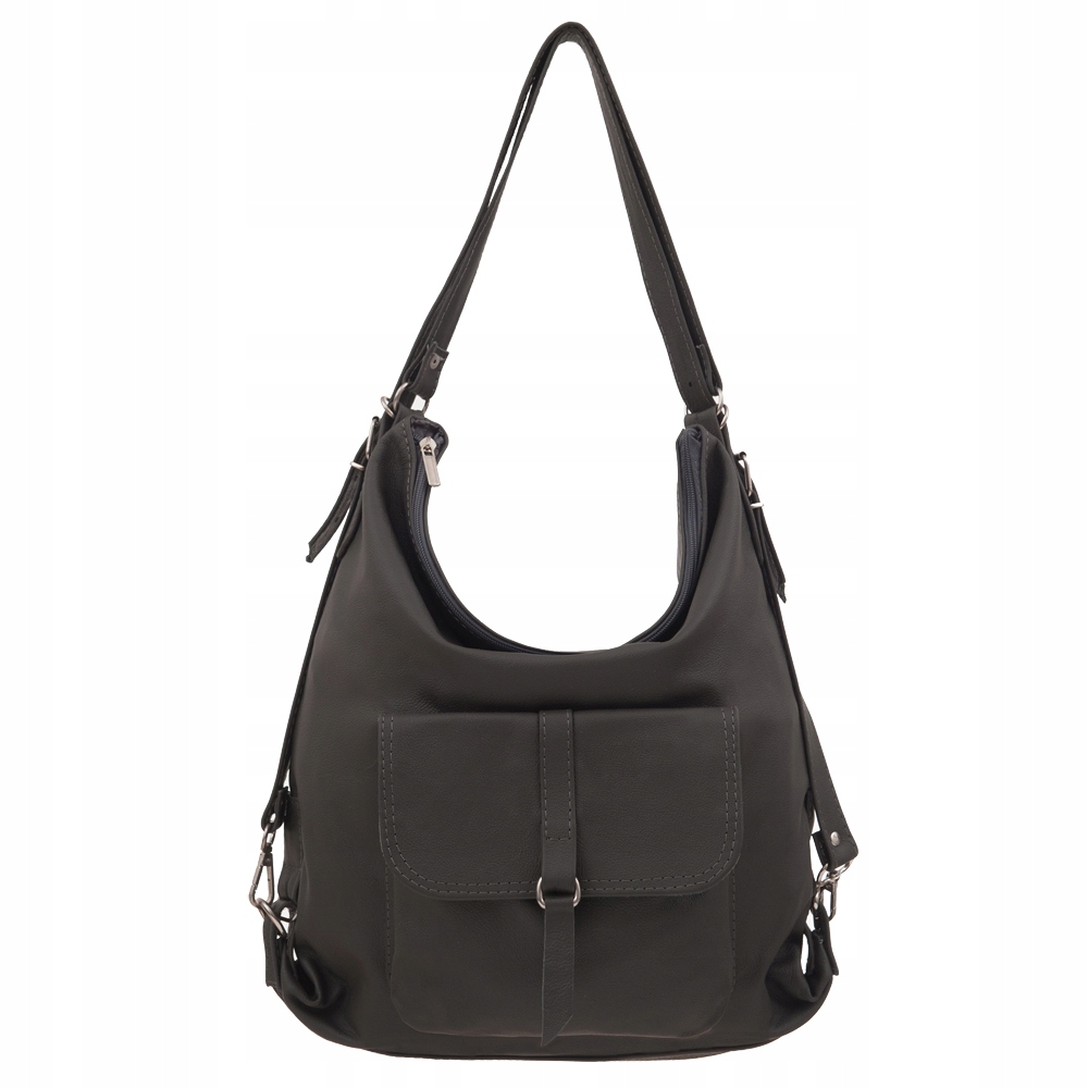 ANTRACYT SZARA SKÓRZANA TOREBKA PLECAK SKÓRA CIEMNOSZARA TOREBKA WOREK