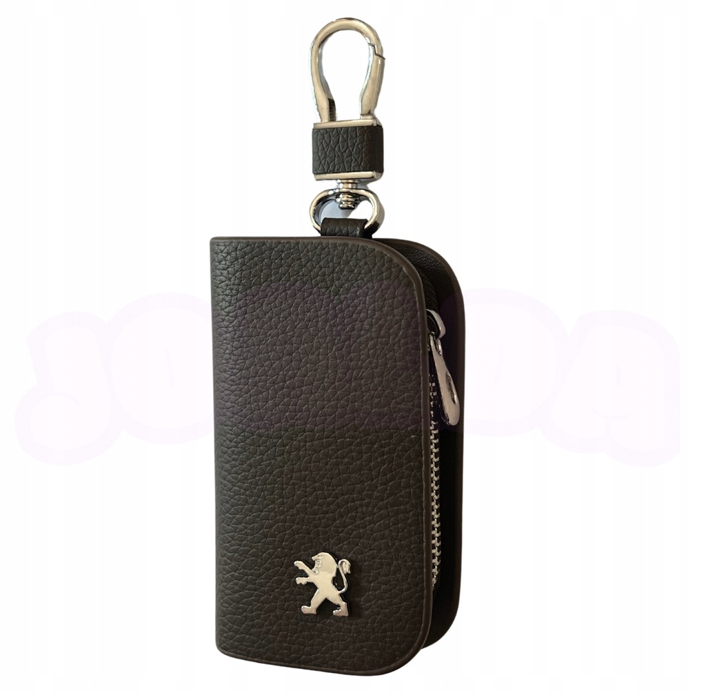 Kožené Pouzdro na klíče Peugeot logo Klíčenka přívěsek na klíče Elegantní hnědá barva