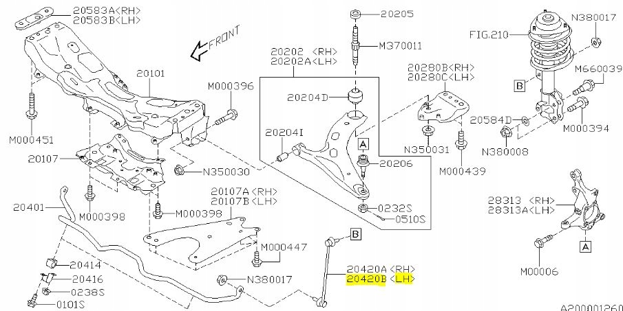 20420 FL030 - СТАБІЛІЗАТОР ЛІВИЙ SUBARU XV FORESTER 17-