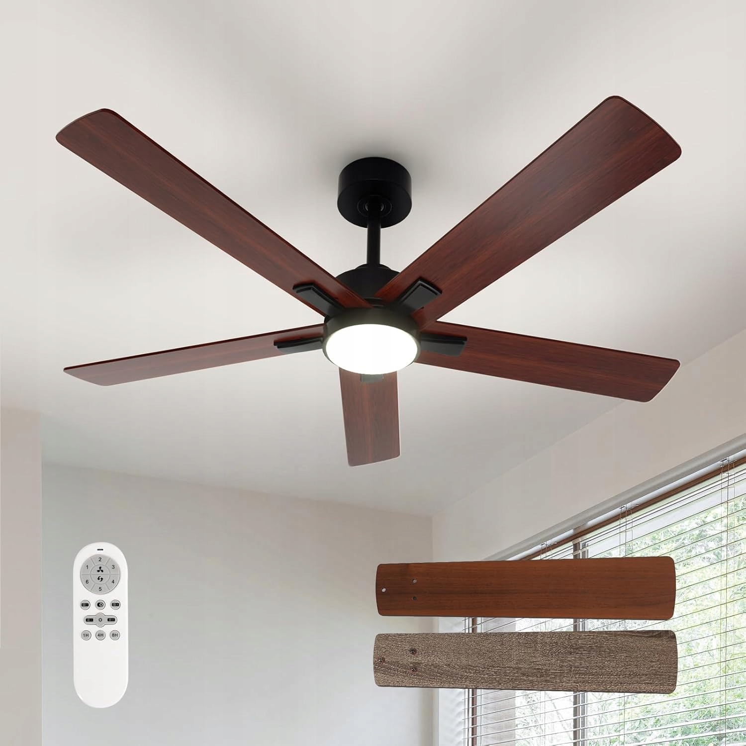Stropný ventilátor s osvetlením, DC, 132 cm, 6 rýchlostí ventilátora
