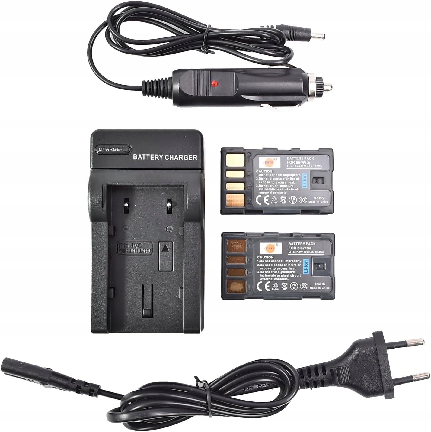 2x Akumulátor Baterie BN-VF808 1700 mAh Pro Kamery Jvc Nabíječka DC36U