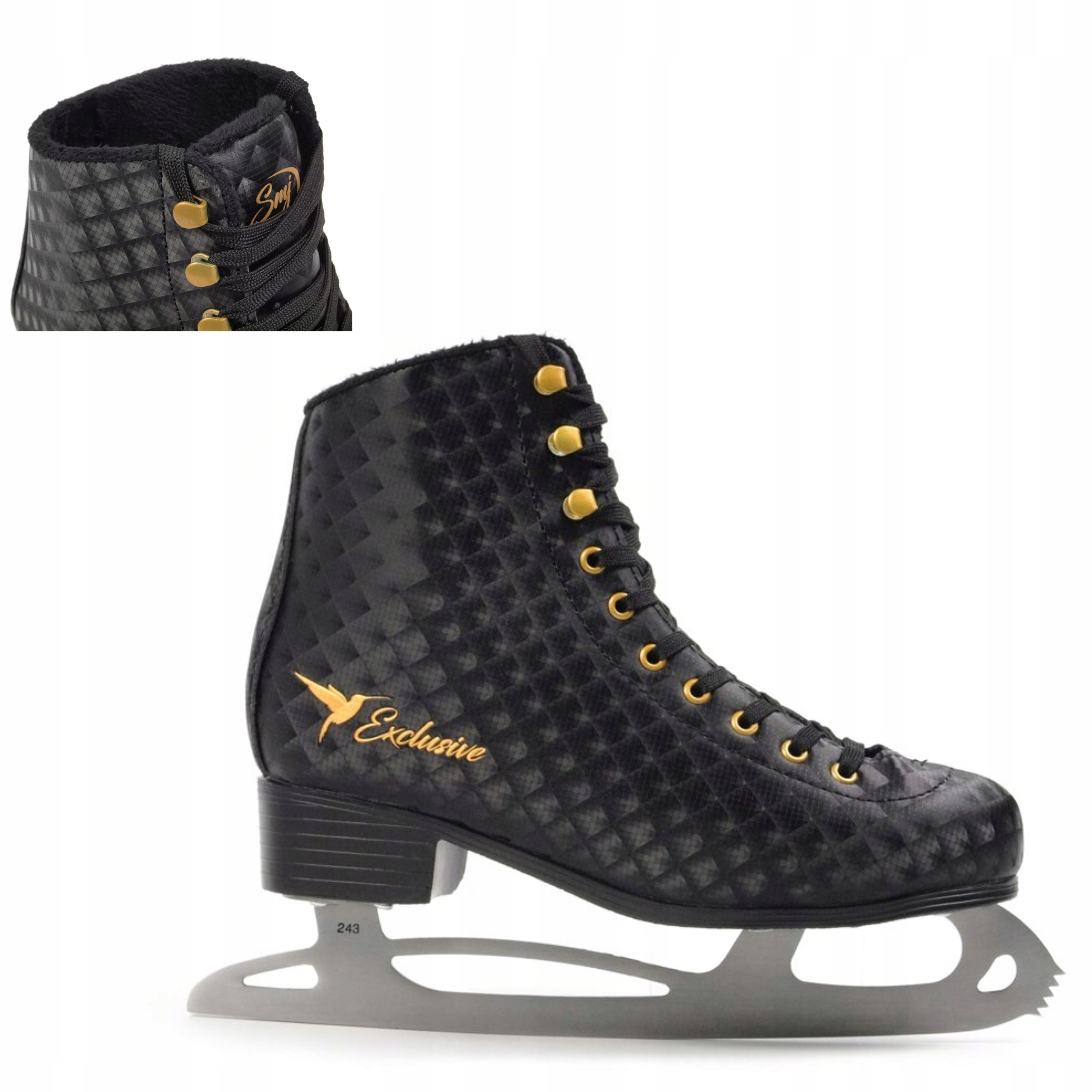 Smj Sport Exclusive Black Laced Krasobruslařské Brusle s kalené čepele Vel. 37