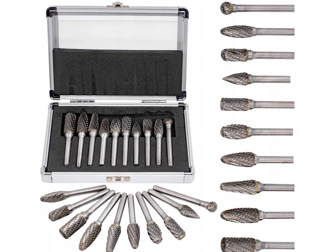 Rotační Pilníky Frézy Na Kov Stopkové 10 Ks Kufřík