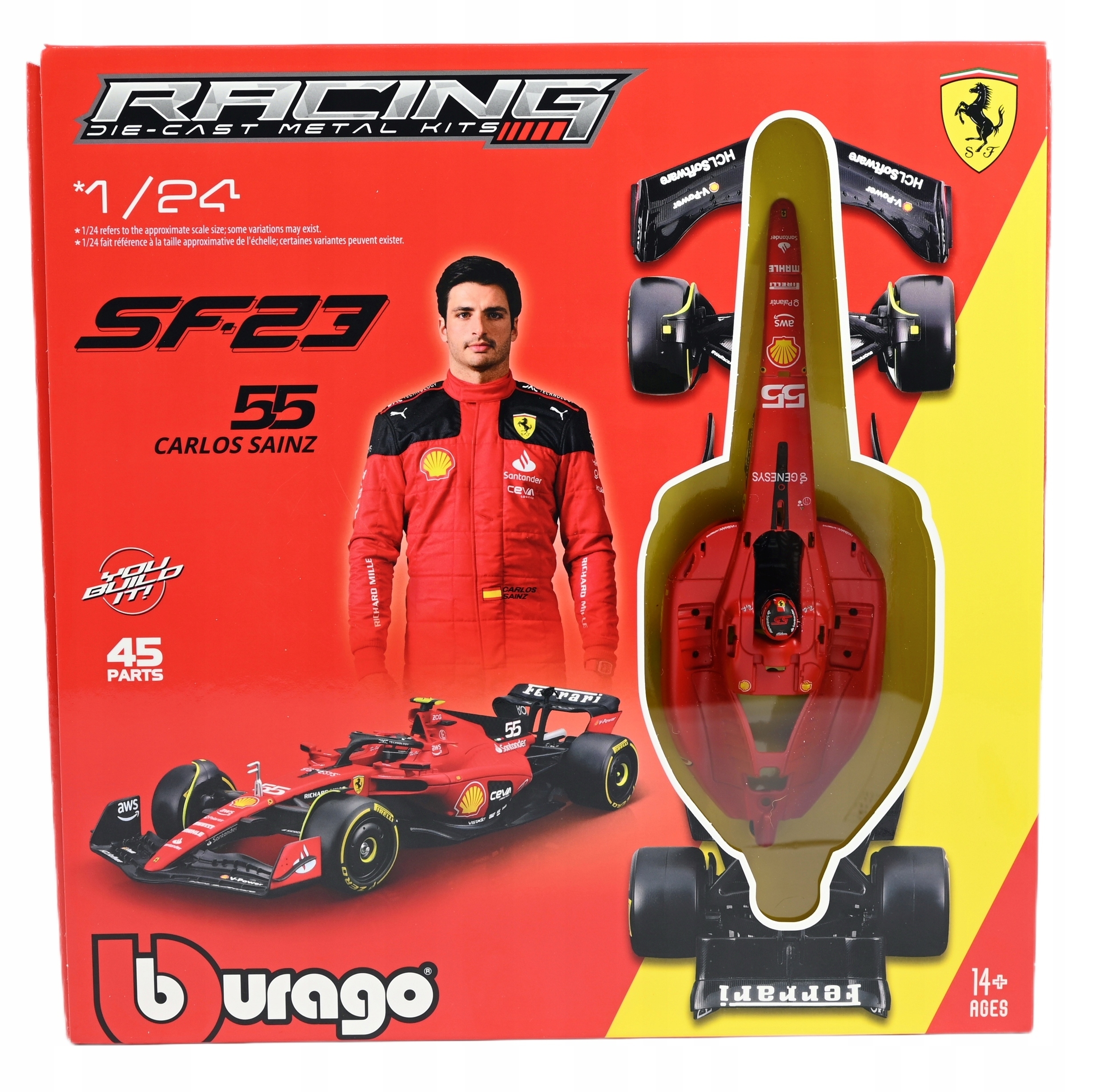 Formule F1 Ferrari SF-23 Carlos Sainz 1:24 Bburago Model K Sestavení 18-26852