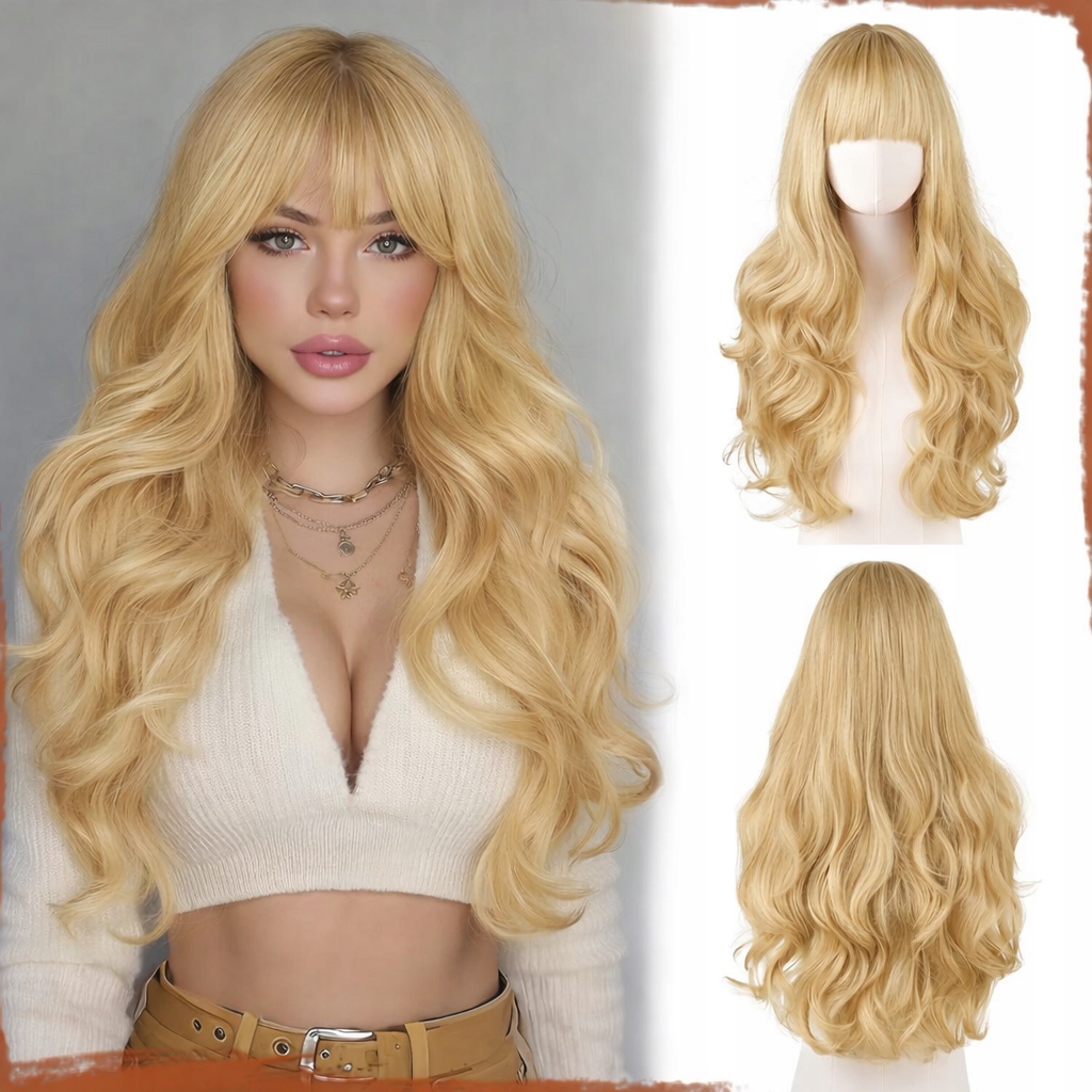 Sofeiyan Dlouhá, vlnitá dámská paruka, blond, cca 60 cm, syntetická