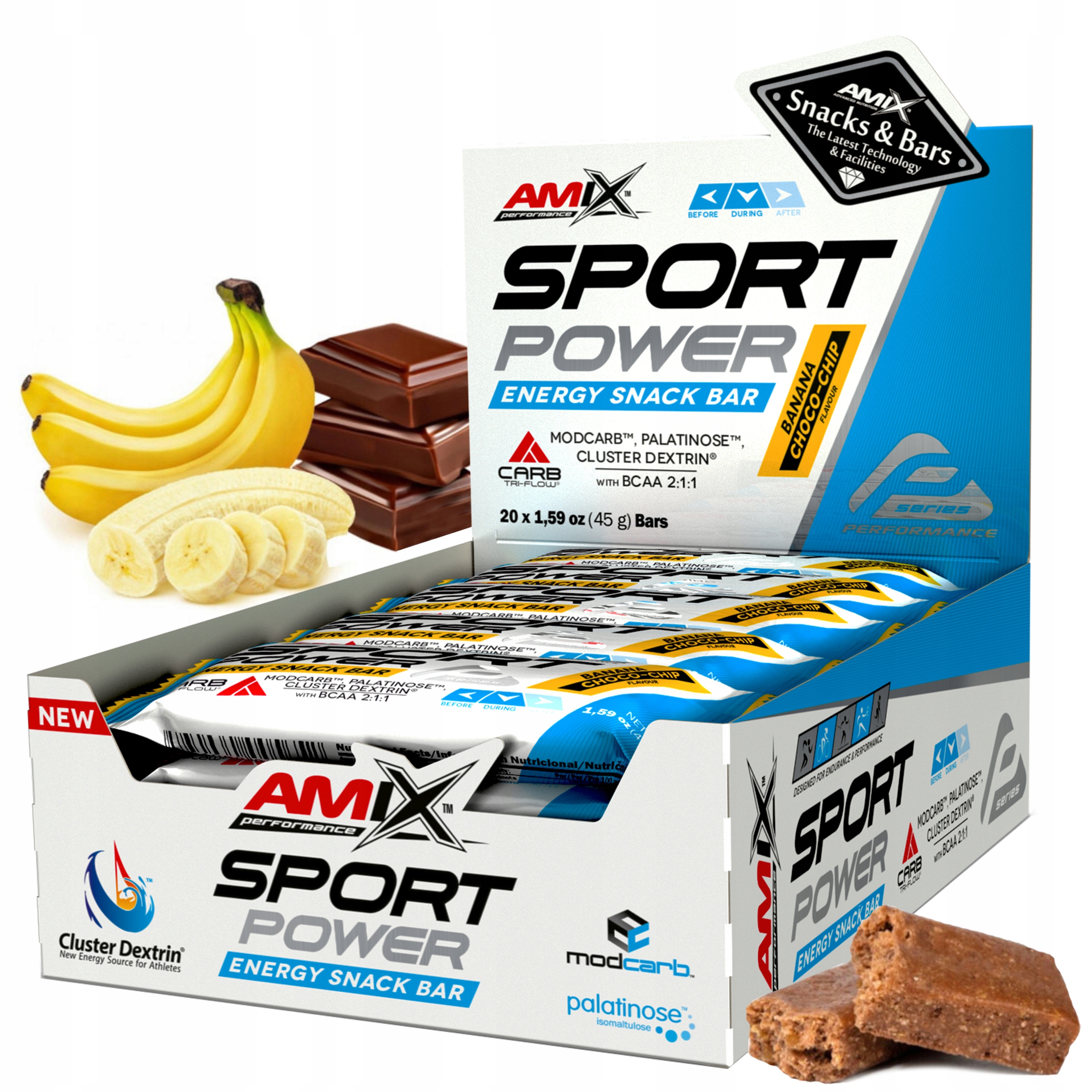 Batony Węglowodanowe Energetyczne na rower, bieganie Banan Czekolada