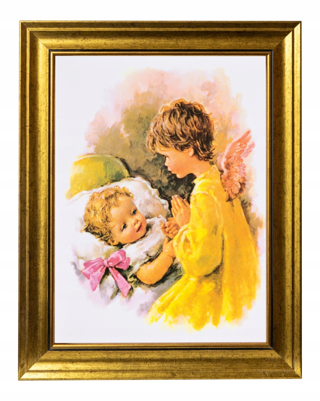 Sakrální Obraz Anděl strážný Anděl Ve Zlatém Zdobeném Rámu 30X40