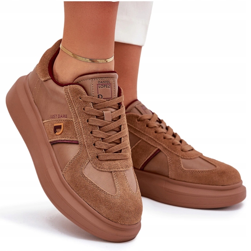 Kožené Tenisky Platforma Daniel Lopez Just Dare SS2D4005 Hnědé 39