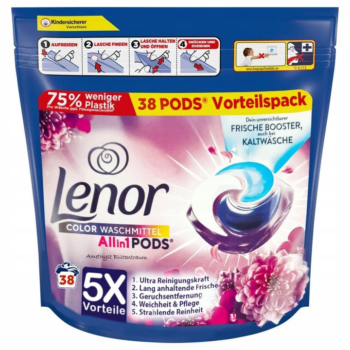 Levně Kapsle na praní Lenor ALLin1 Pods Color 38 ks